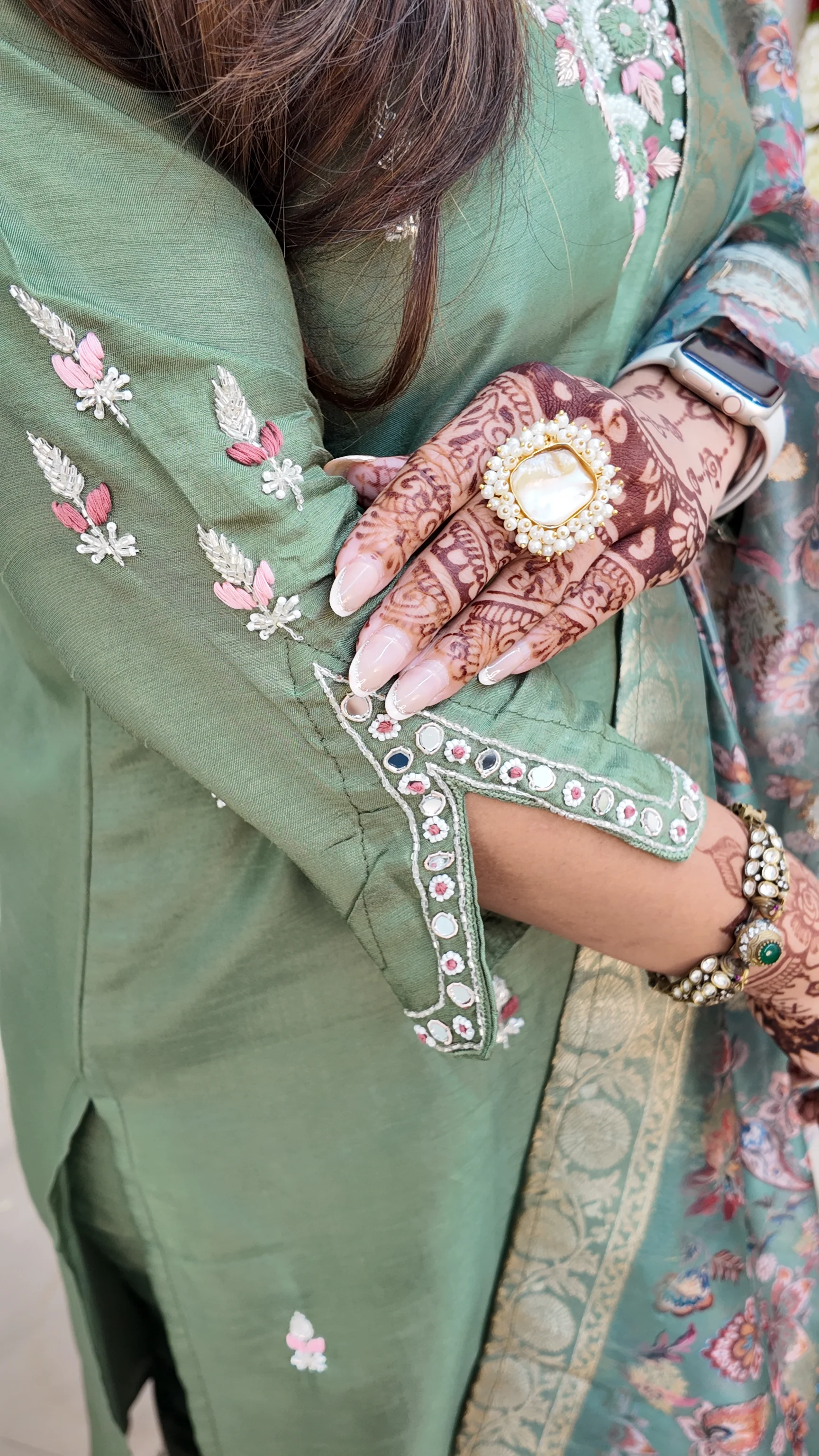 Kaira Silk Hand embroidered Festive Pant Set - Image 9