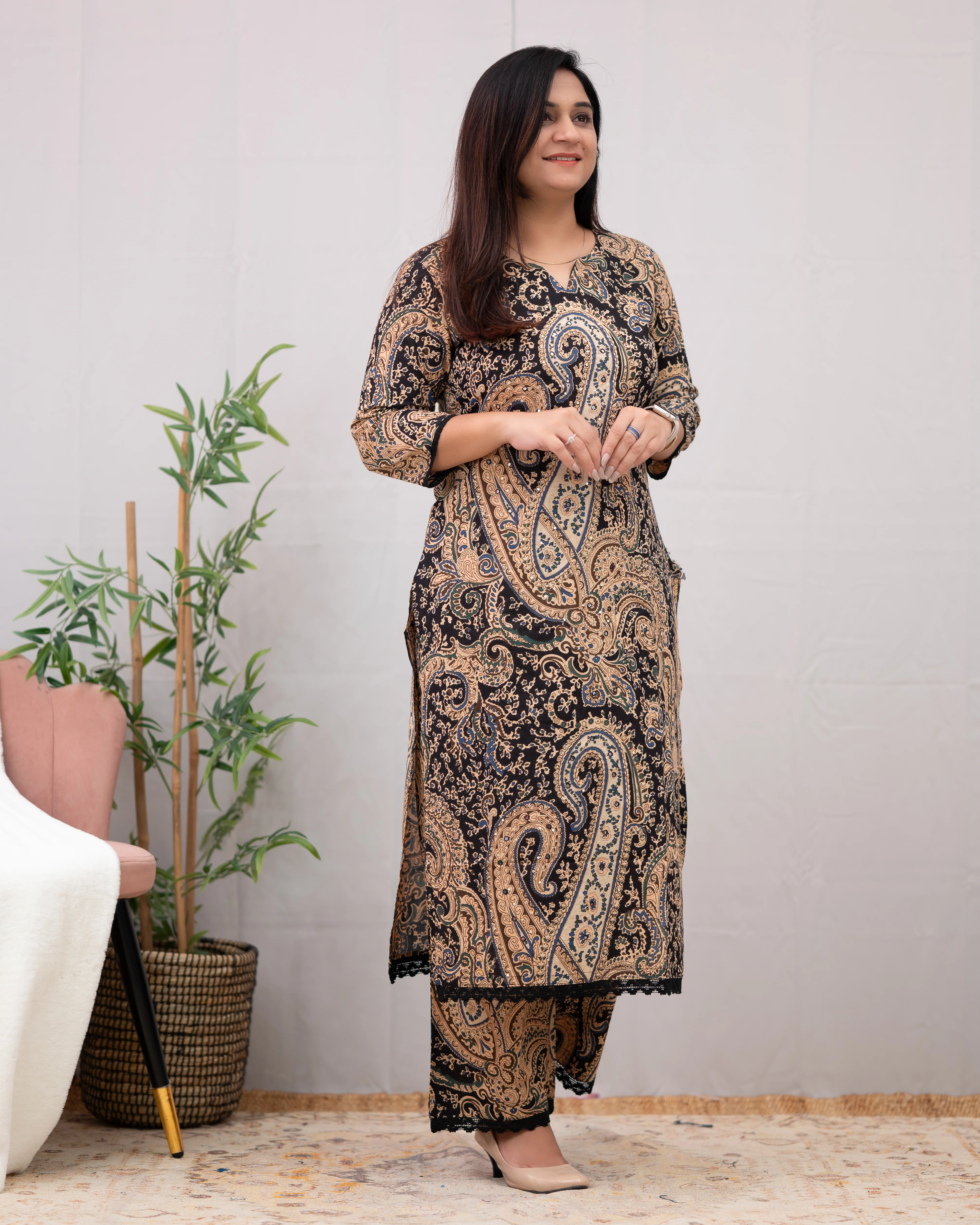 Kalamkari Embroidered Cotton Coord Set - Image 3