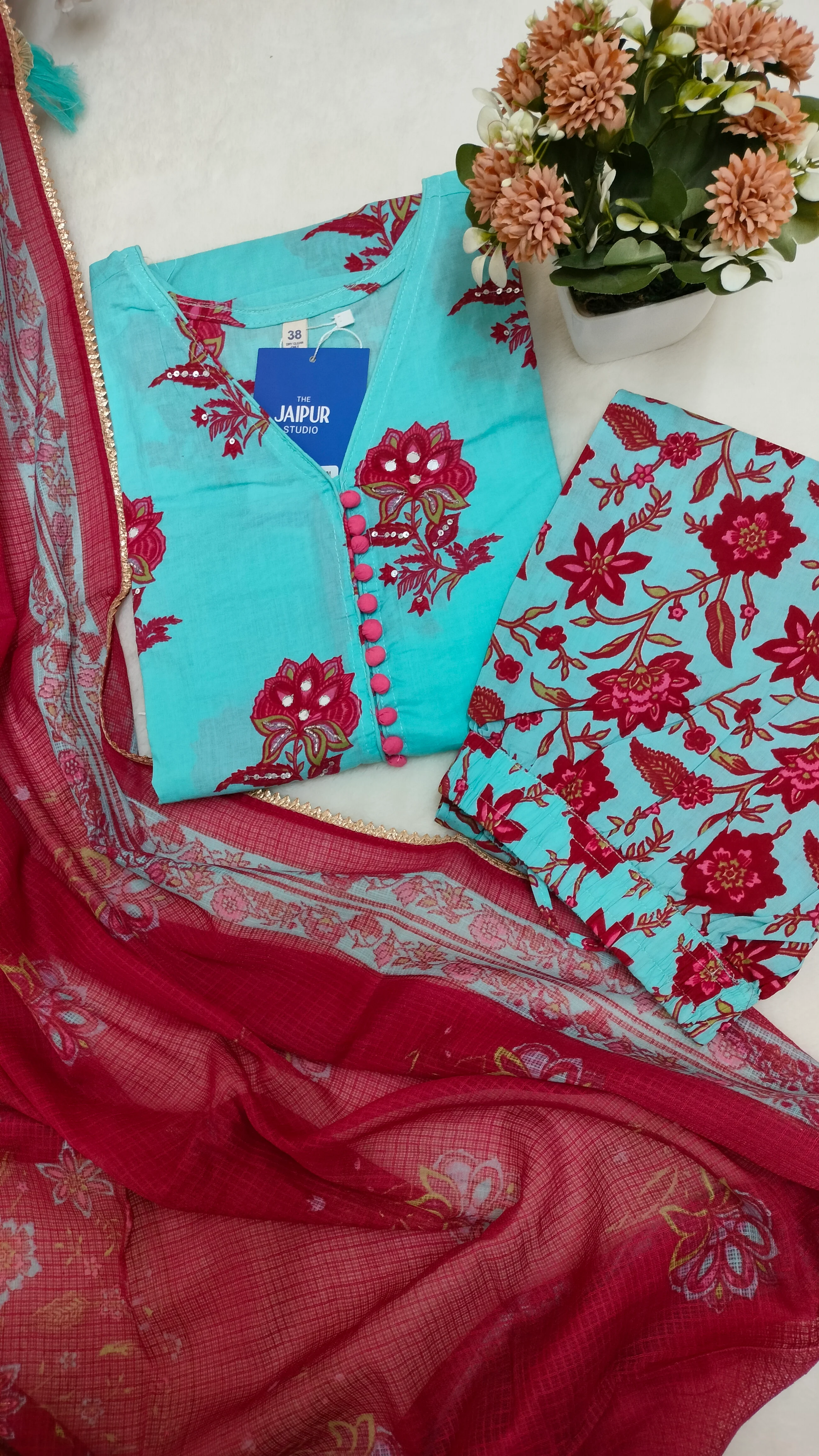 Lasya Premium Cotton Embroidered Pakistani Pant Set - Image 3