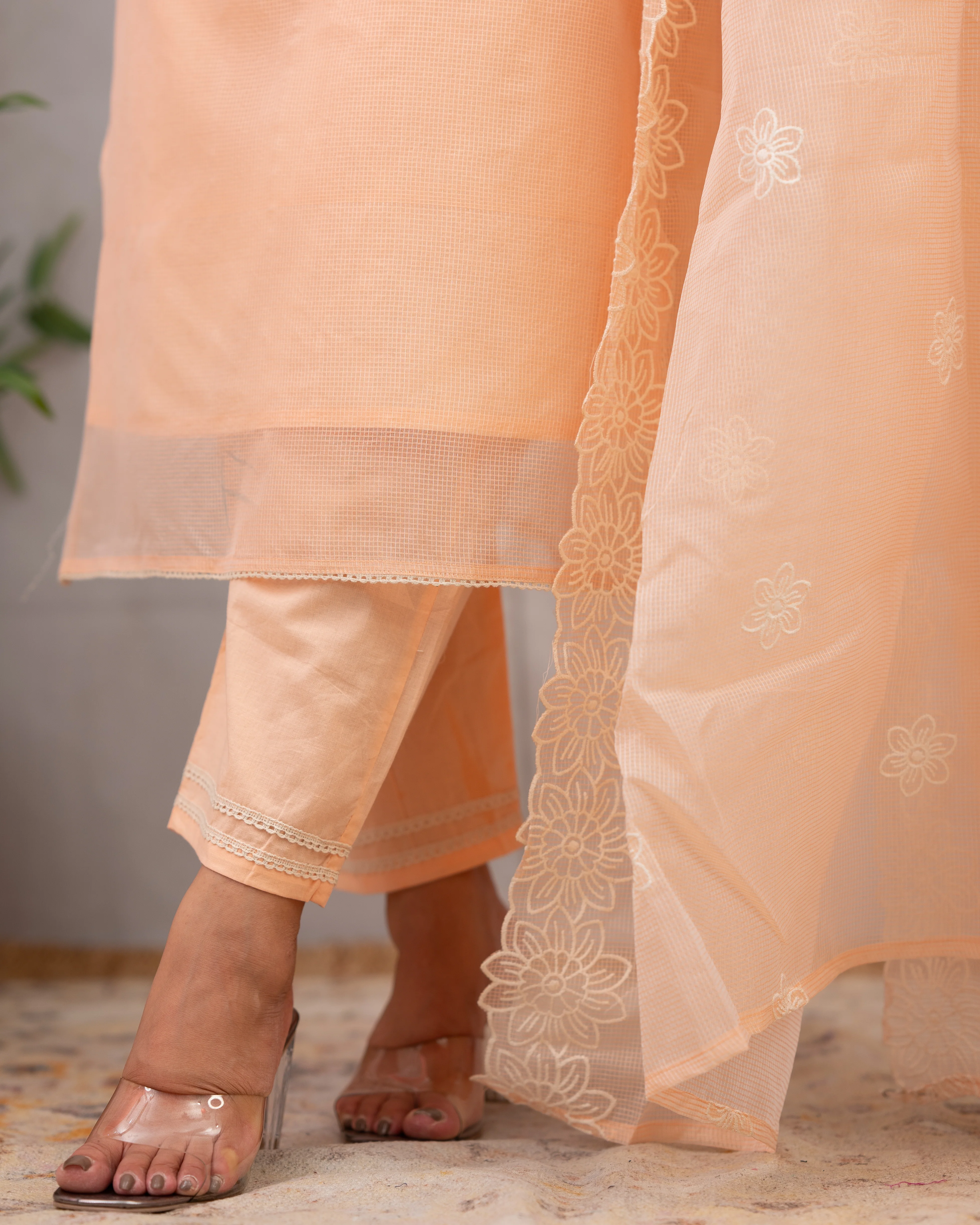 Lavina Kota Doria Embroidered Pant Set - Image 7