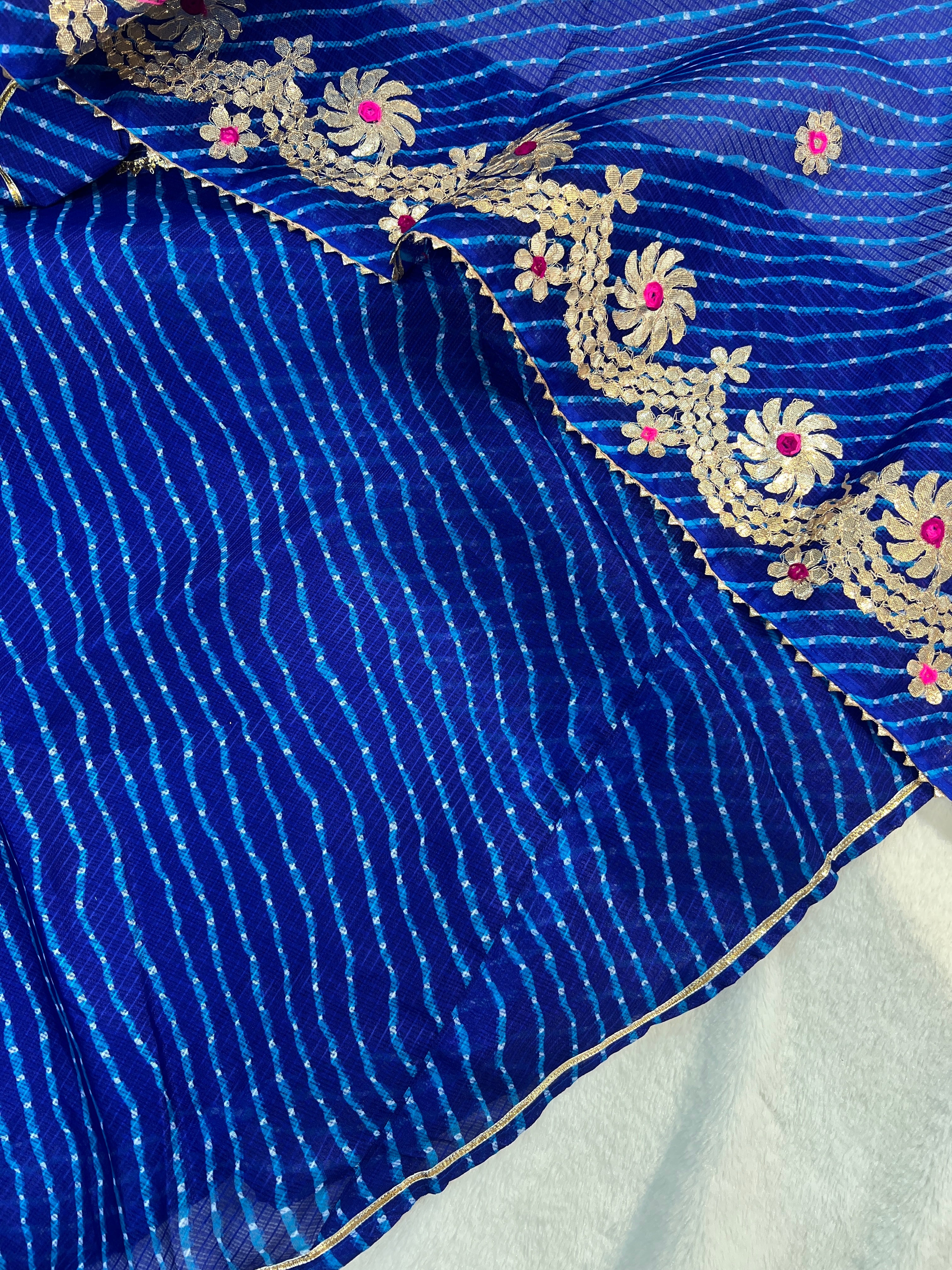 Mahira Blue Kota Doria Leheriya Gotta Detailed Anarkali Set - Image 8