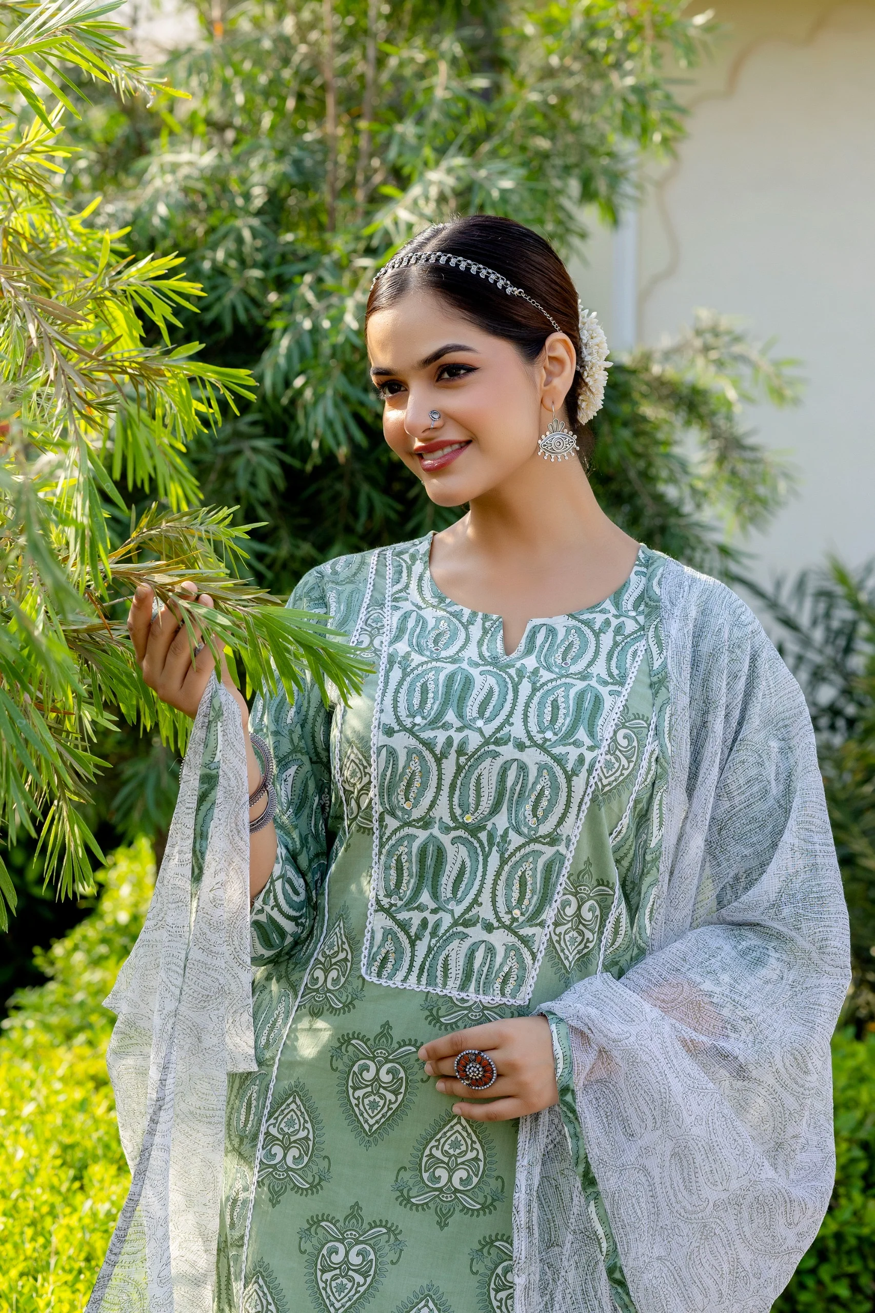 Mashia Cotton Pakistani Suit with Lace Detailing - Image 13