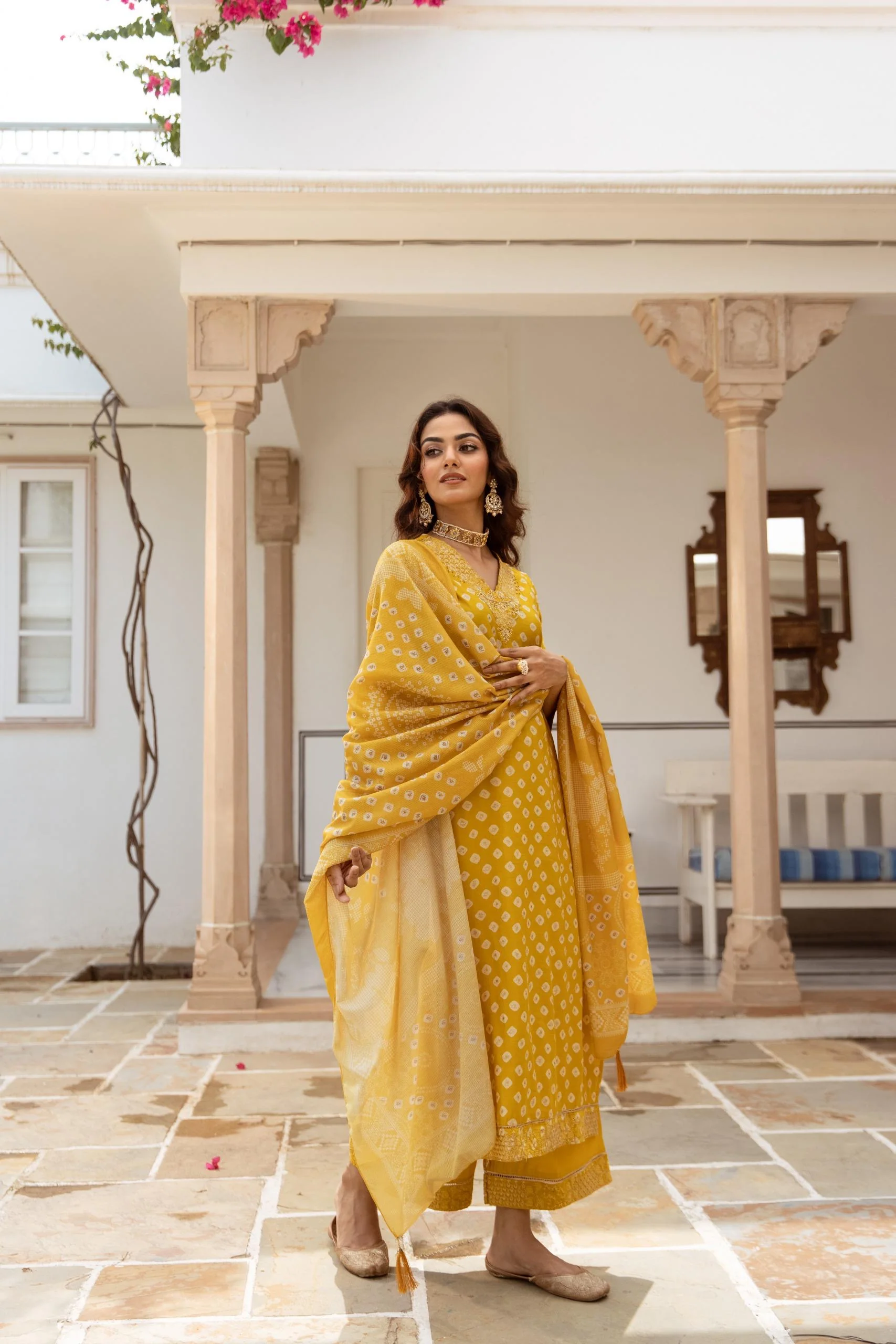 Miraya Muslin Bandhani embroidered Pant Set - Image 4