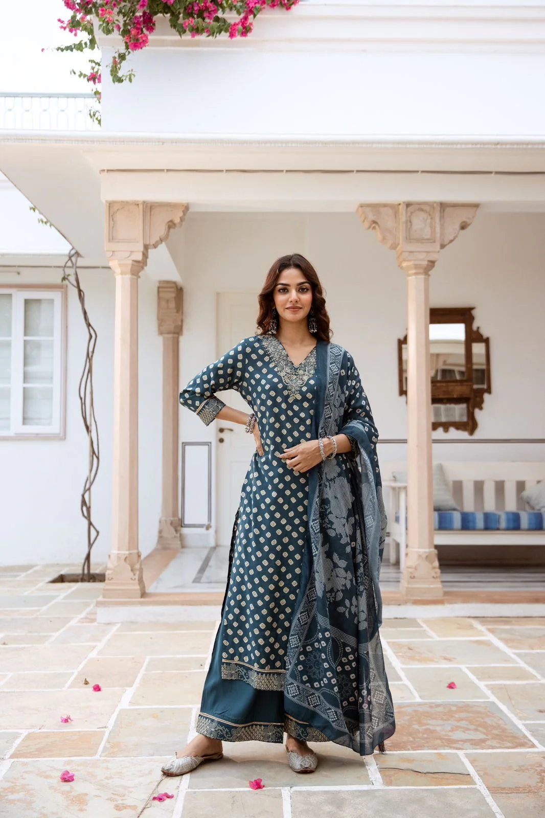 Miraya Muslin Bandhani embroidered Pant Set - Image 8