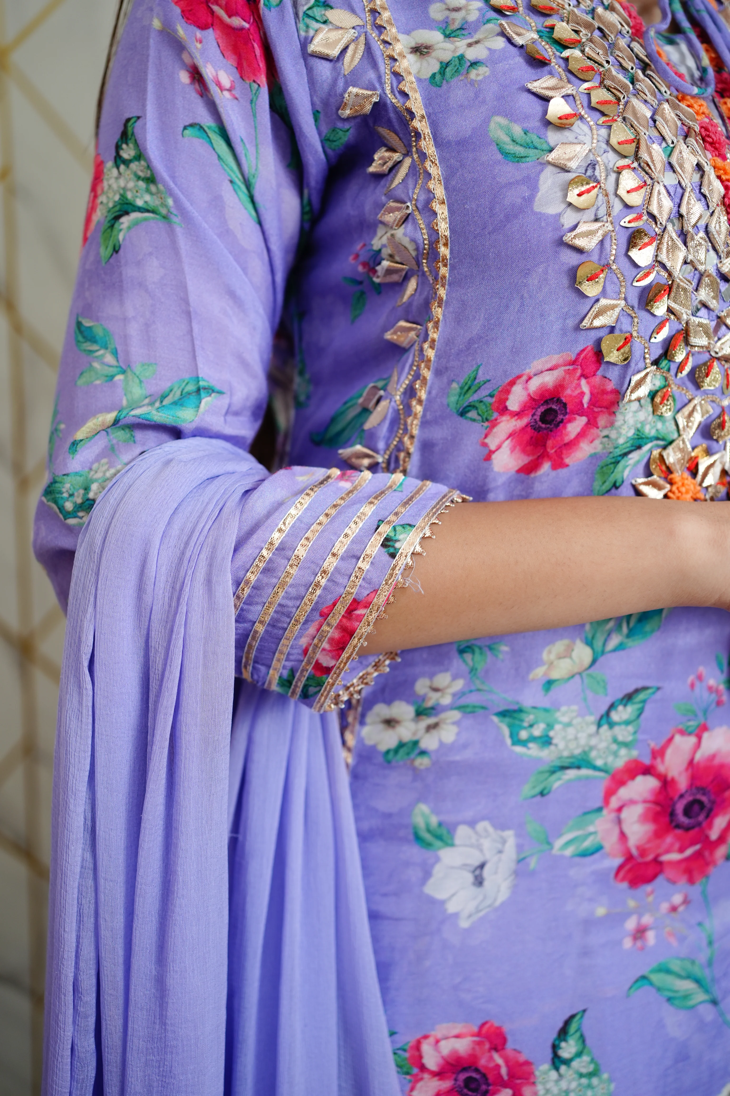 Naaz Floral Indian One Piece Dupatta Set - Image 11