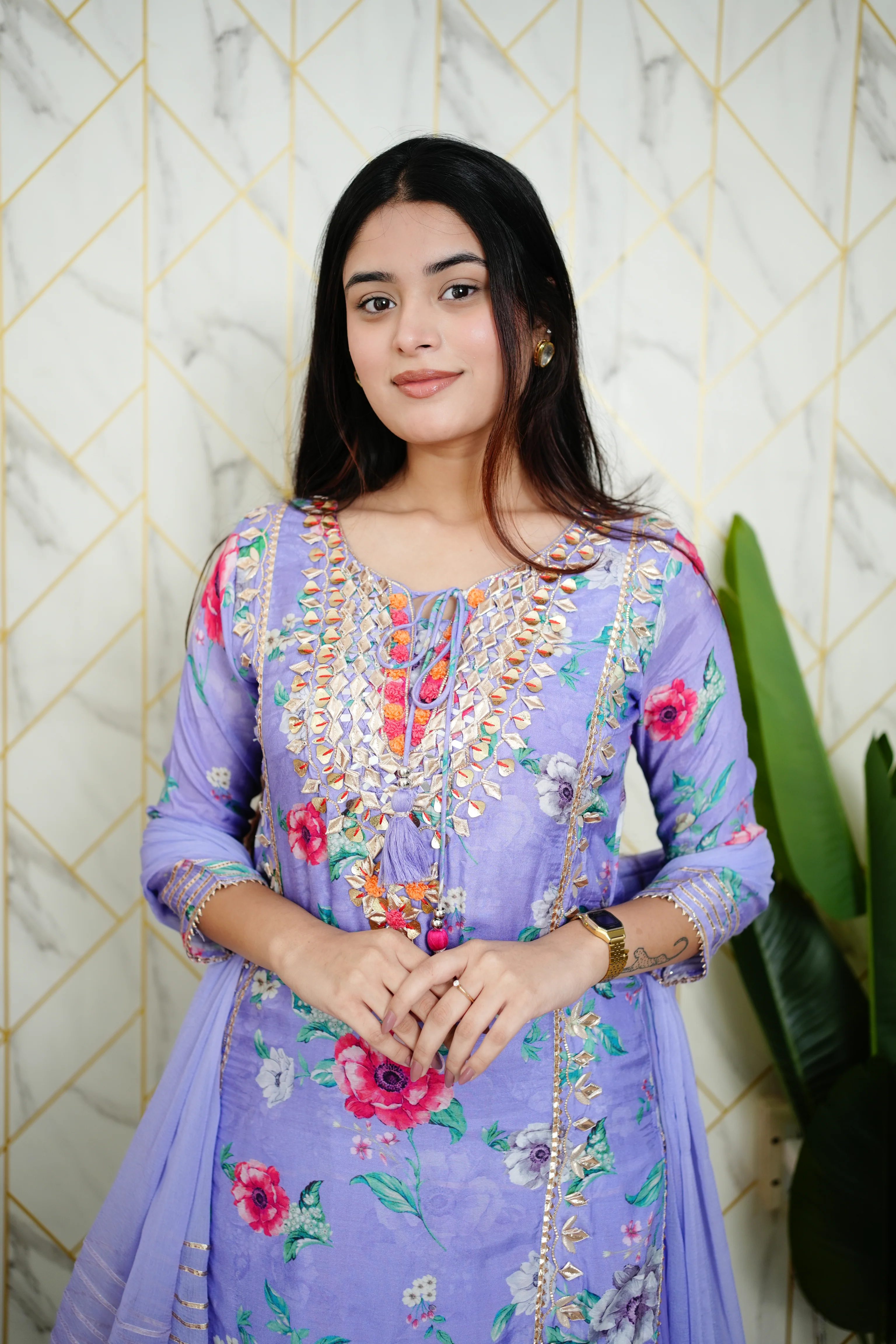 Naaz Floral Indian One Piece Dupatta Set - Image 12