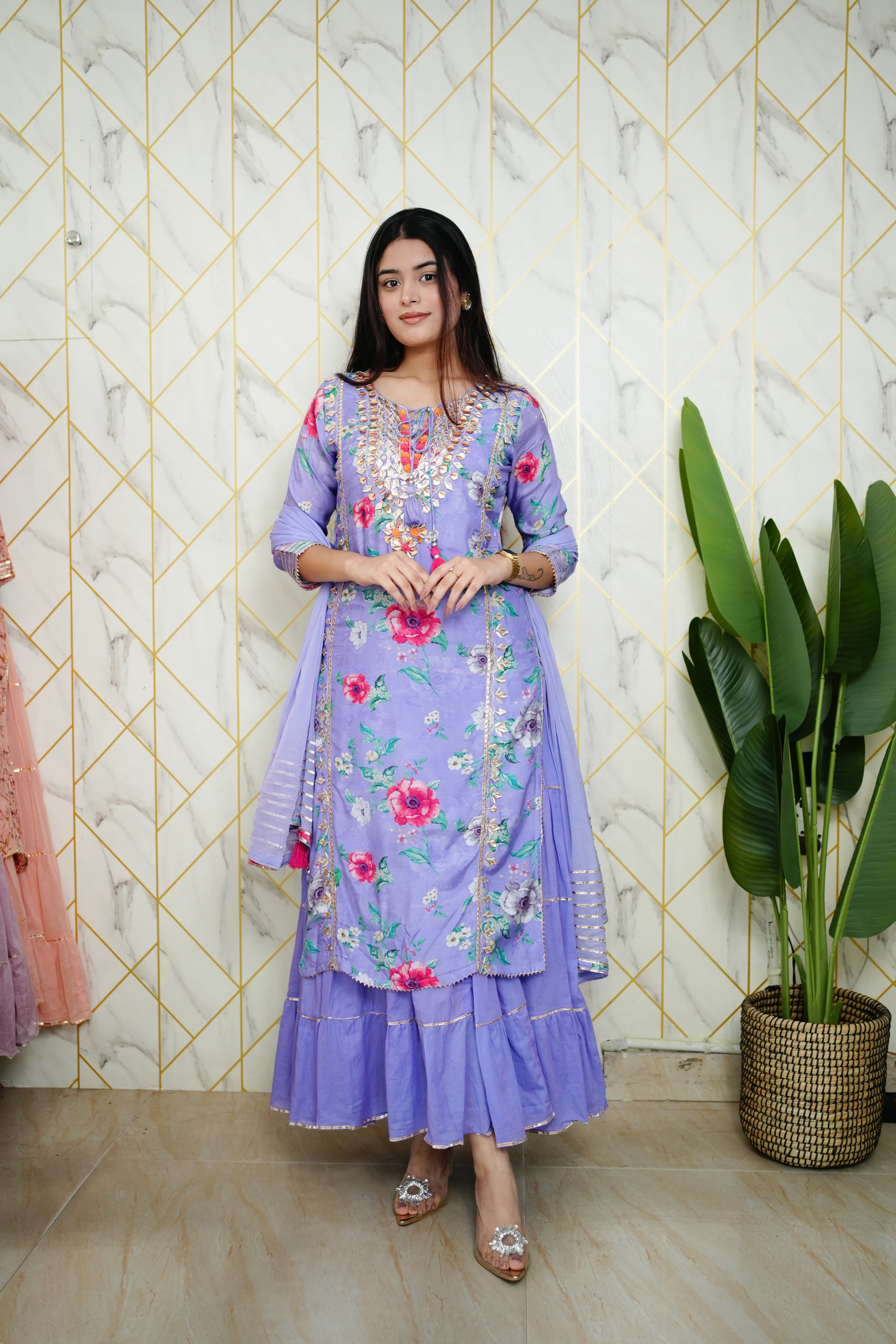 Naaz Floral Indian One Piece Dupatta Set - Image 5