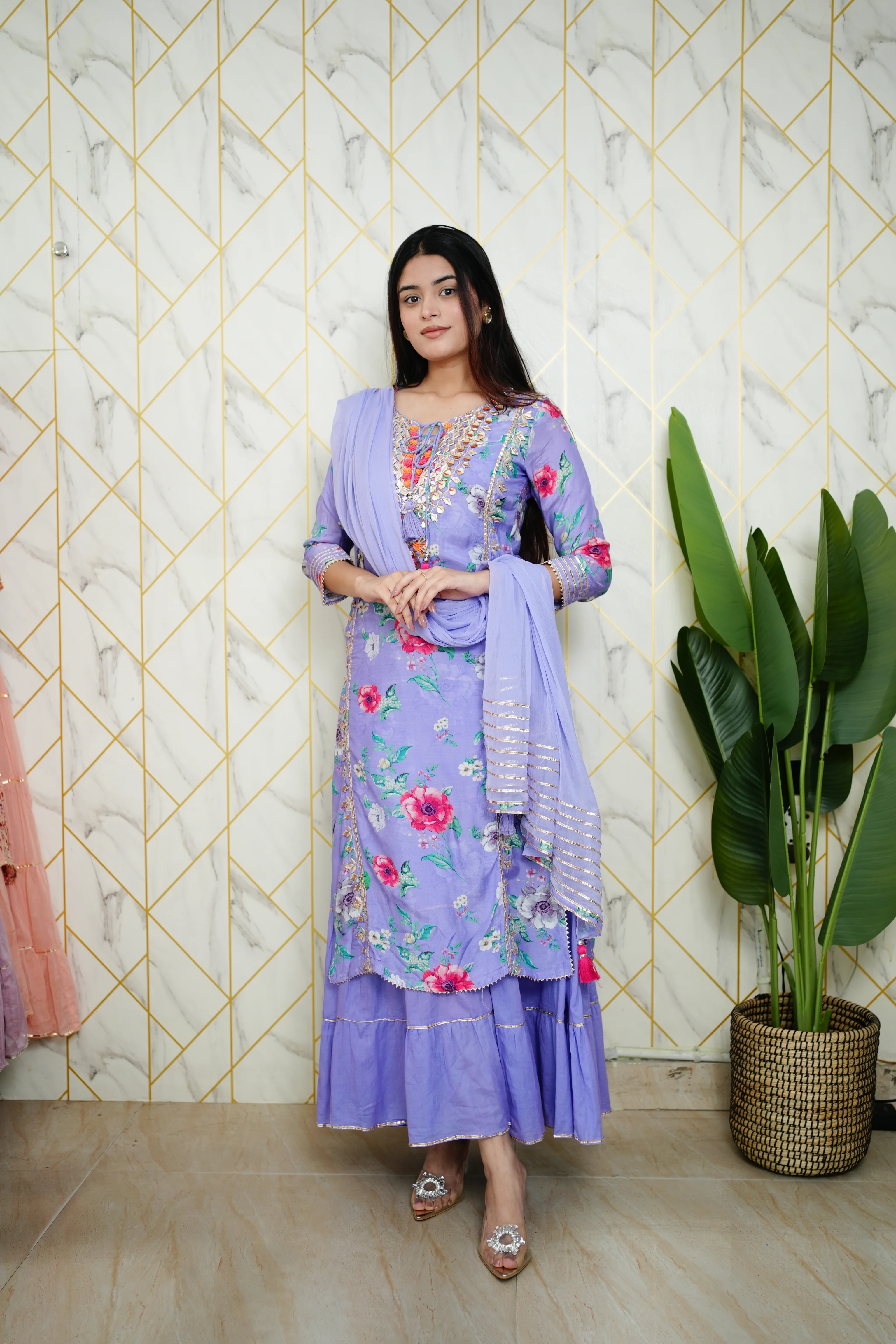 Naaz Floral Indian One Piece Dupatta Set - Image 6