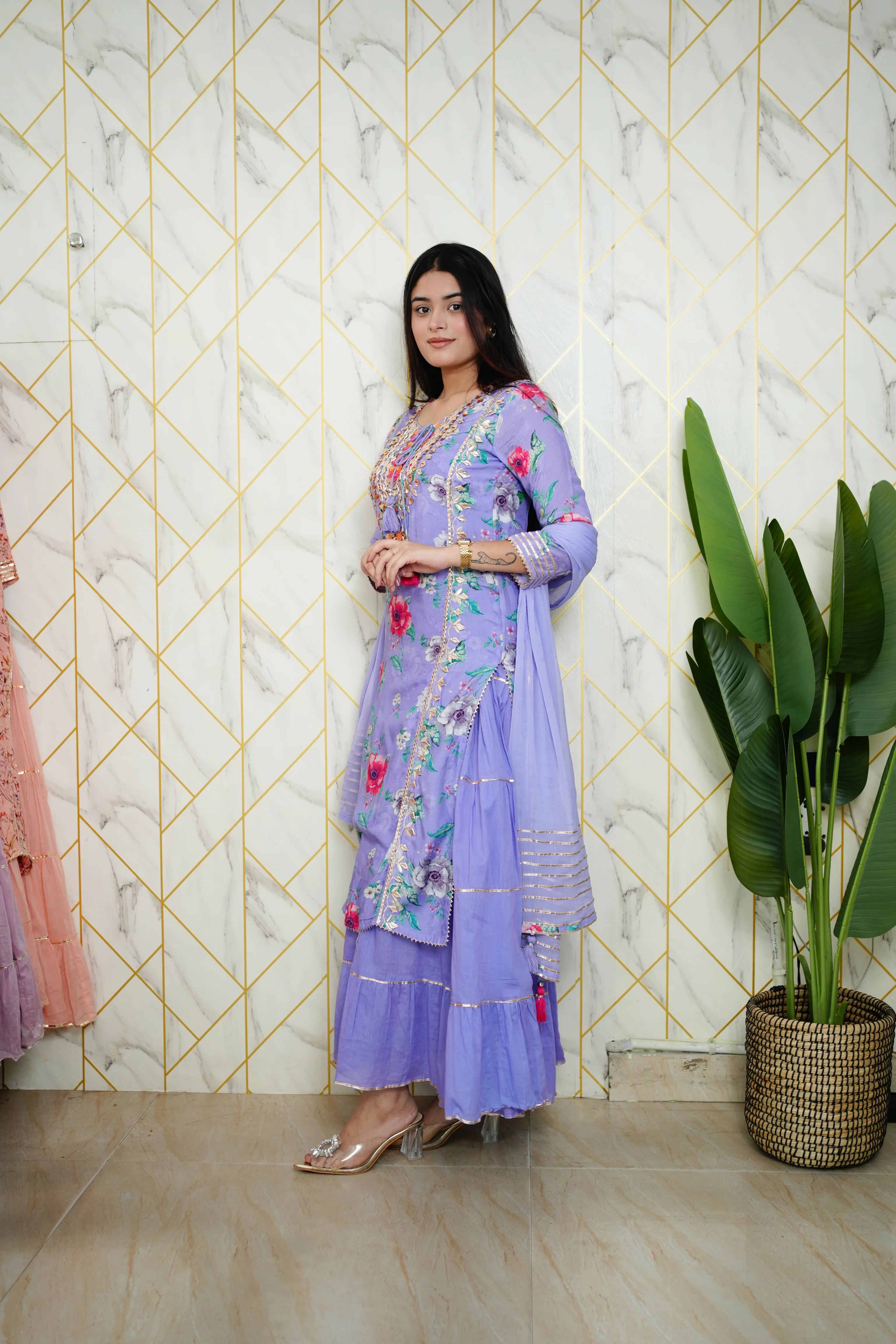 Naaz Floral Indian One Piece Dupatta Set - Image 7