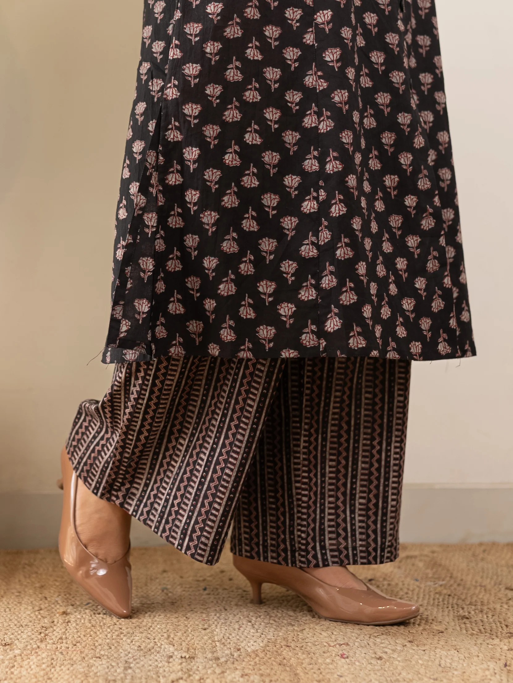 Nargis Black Handblock A-line Cotton Coord Set - Image 7