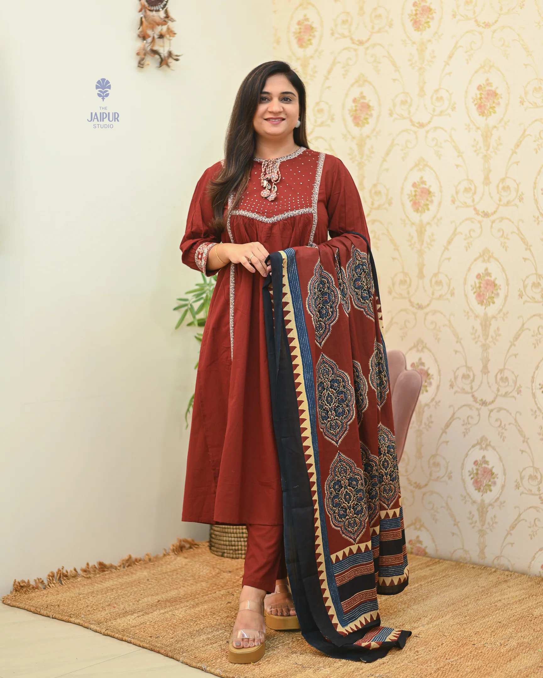 Natasha Cotton Embroidered Pant Set - Image 13