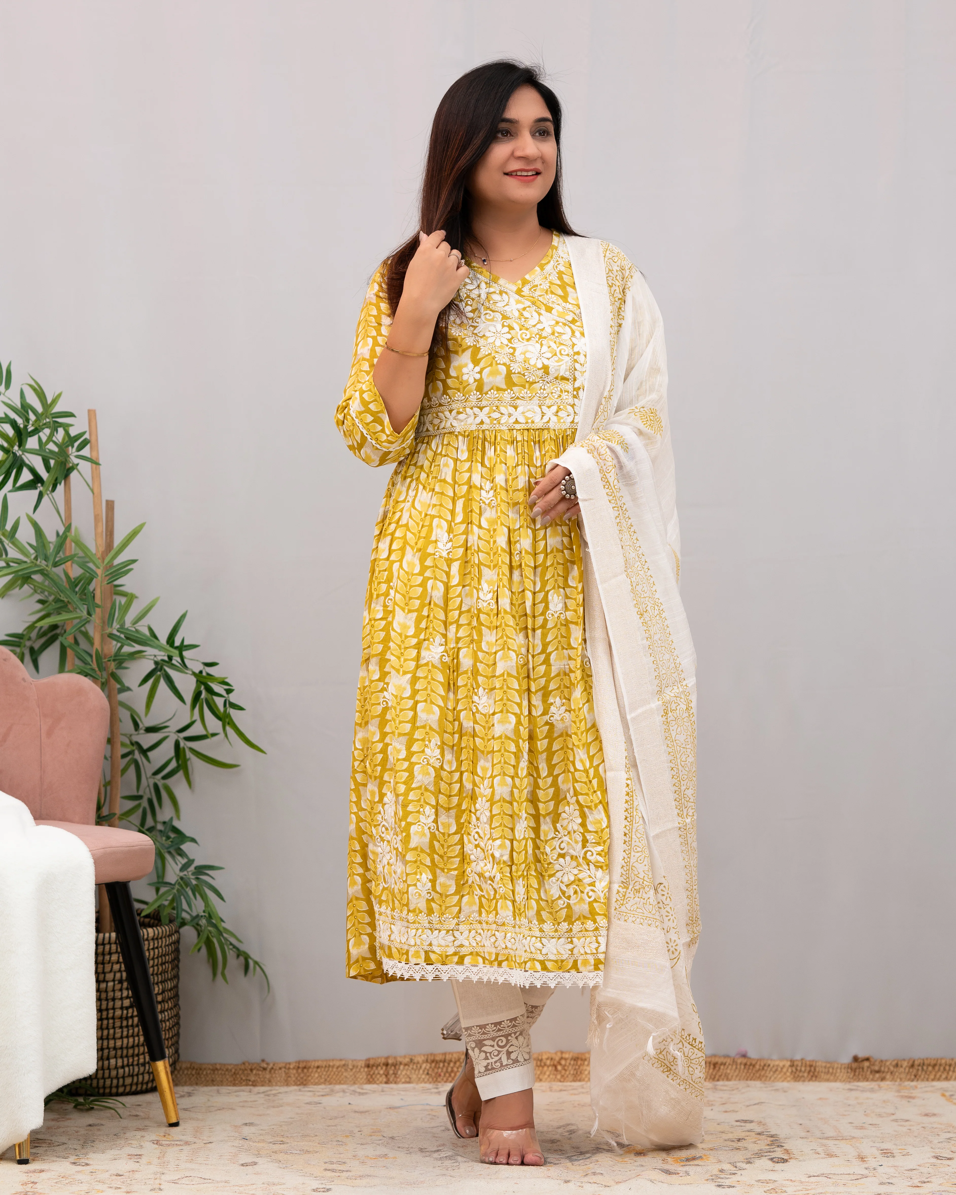 Nutan Cotton Chikankari Embroidered Nyra pant Set - Image 10