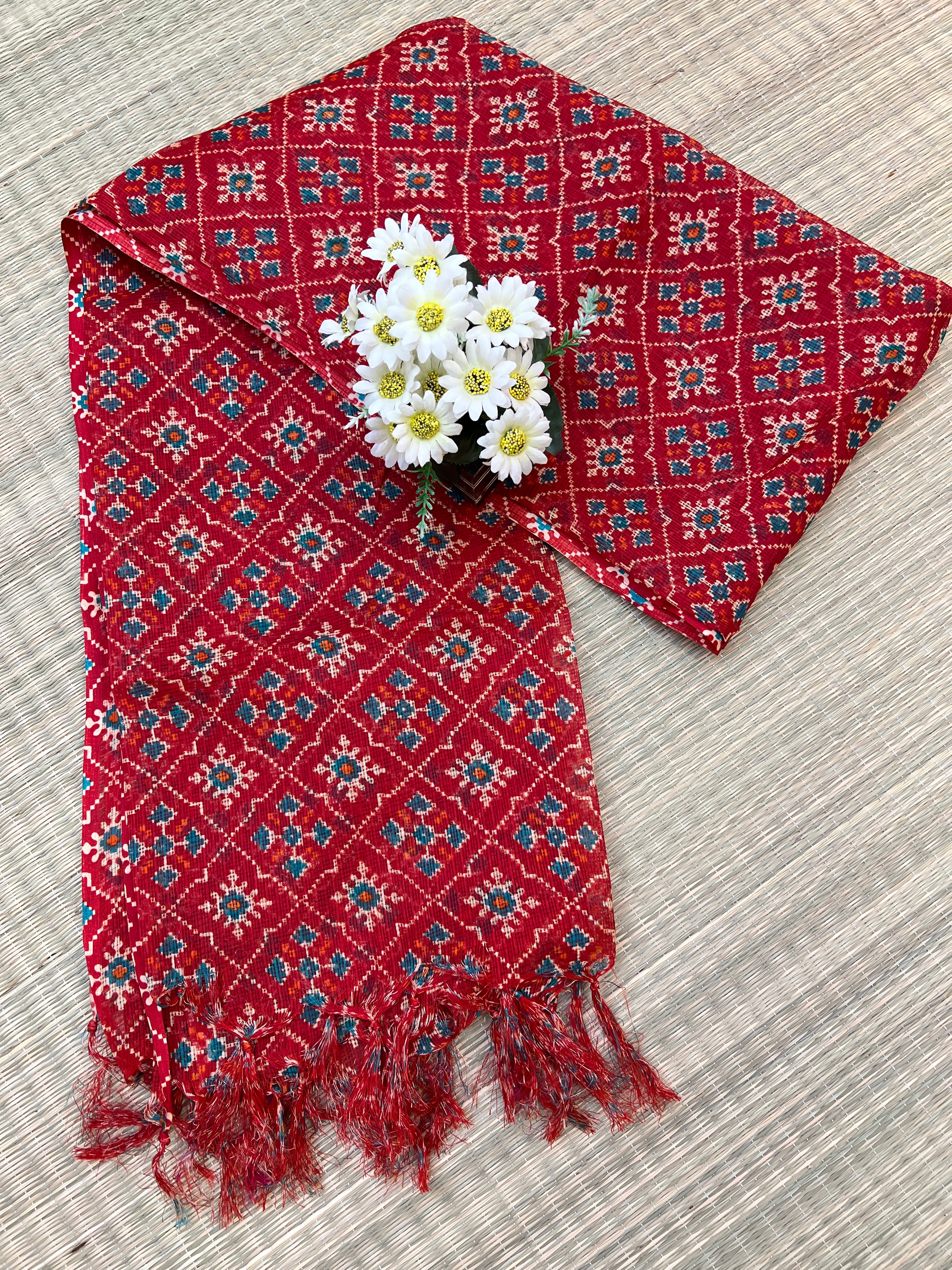 Patola Print Kota Doria Dupatta - Image 5