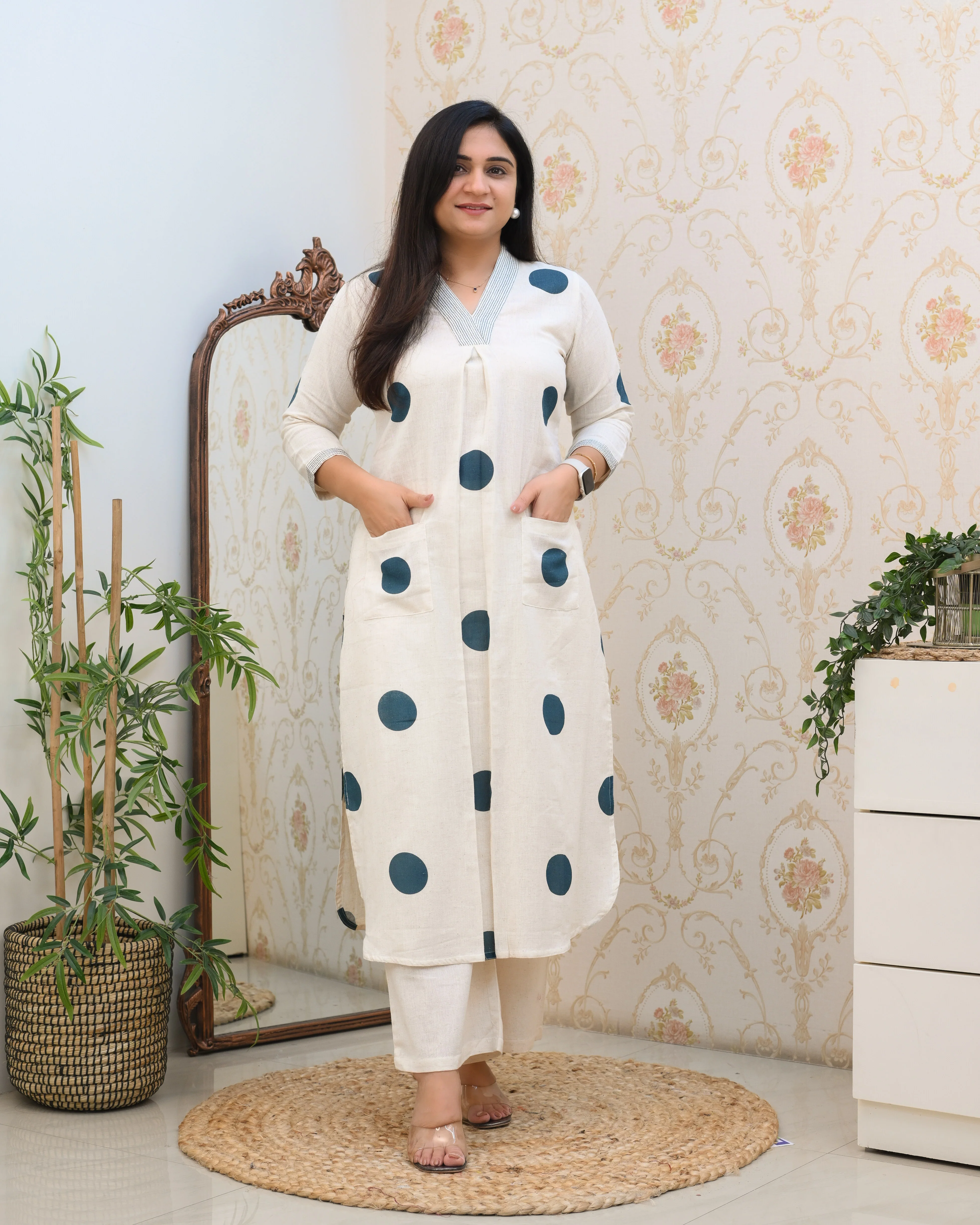 Polka Print Cotton A-line Coord Set - Image 3
