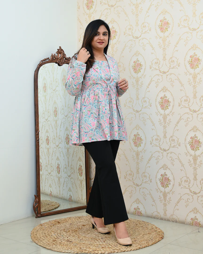 Premium Cotton Double Layered Floral Short Top - Image 10