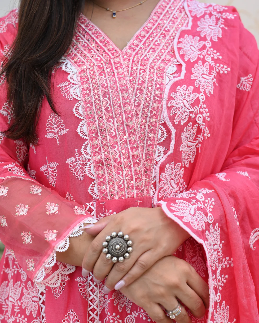 Premium Cotton Thread Embroidered Anarkali Suit - Image 11