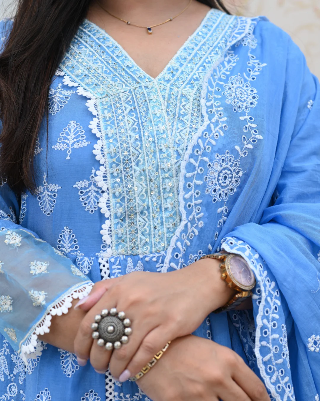 Premium Cotton Thread Embroidered Anarkali Suit - Image 12
