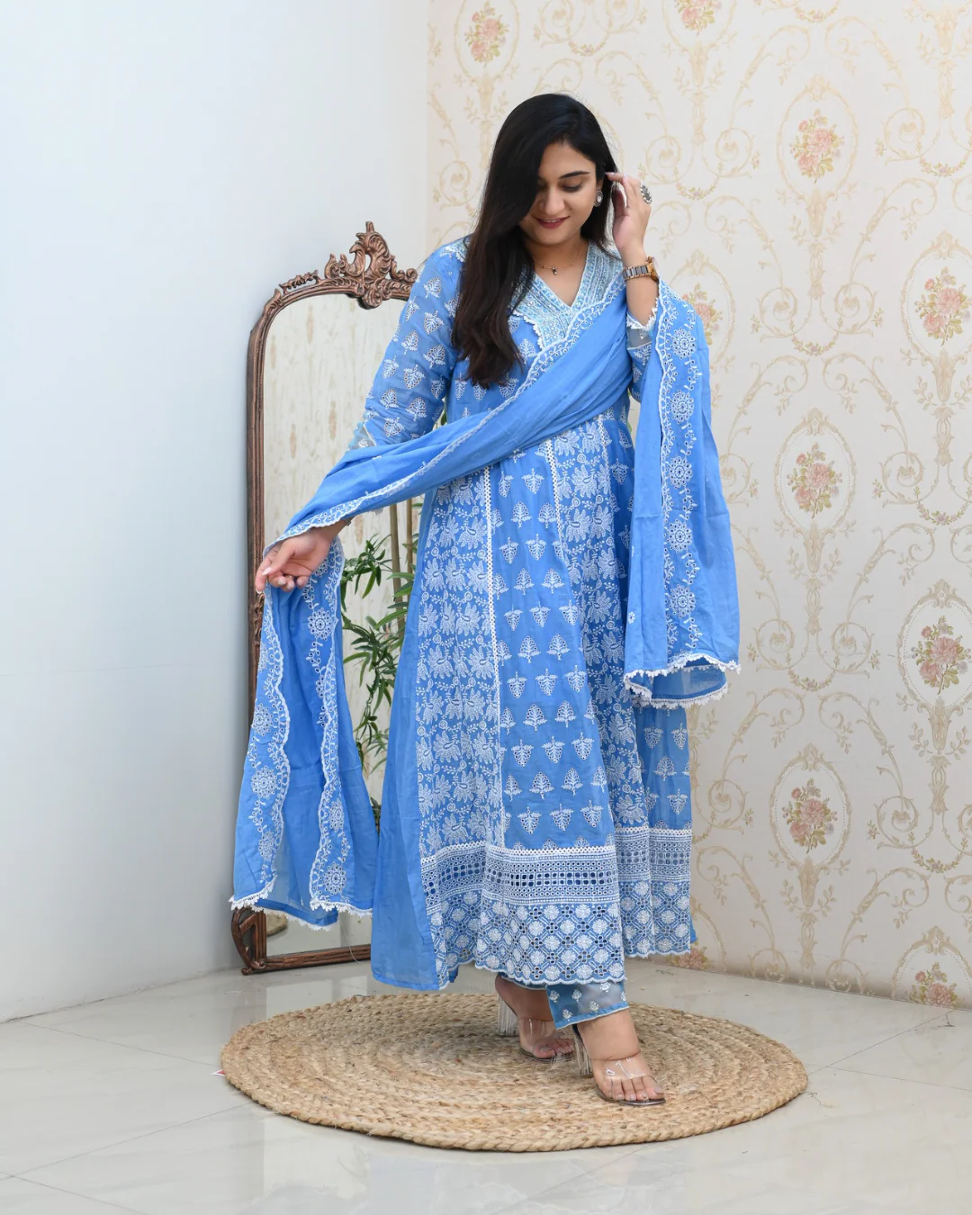 Premium Cotton Thread Embroidered Anarkali Suit - Image 4