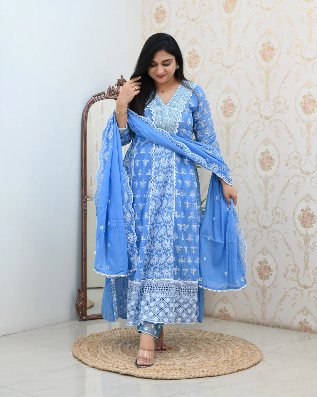 Premium Cotton Thread Embroidered Anarkali Suit - Image 6