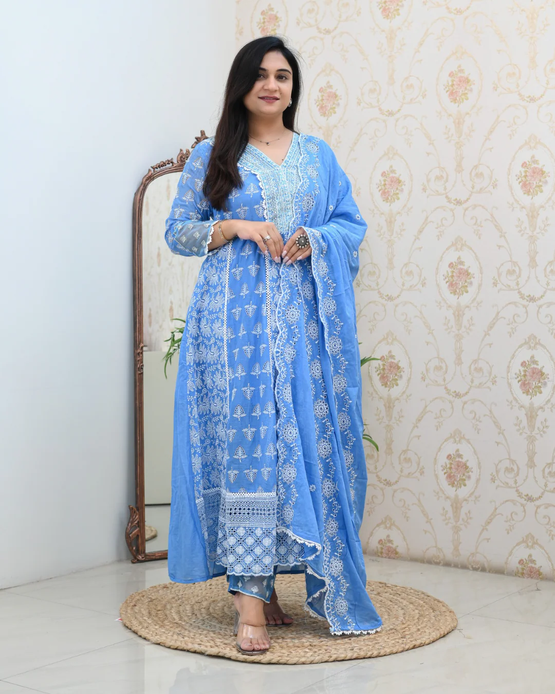 Premium Cotton Thread Embroidered Anarkali Suit - Image 8