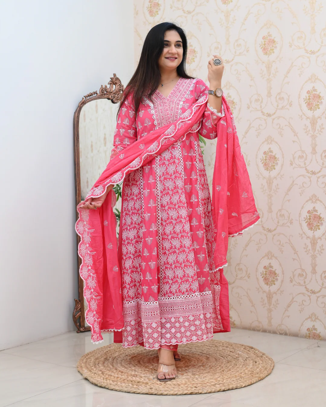 Premium Cotton Thread Embroidered Anarkali Suit - Image 9