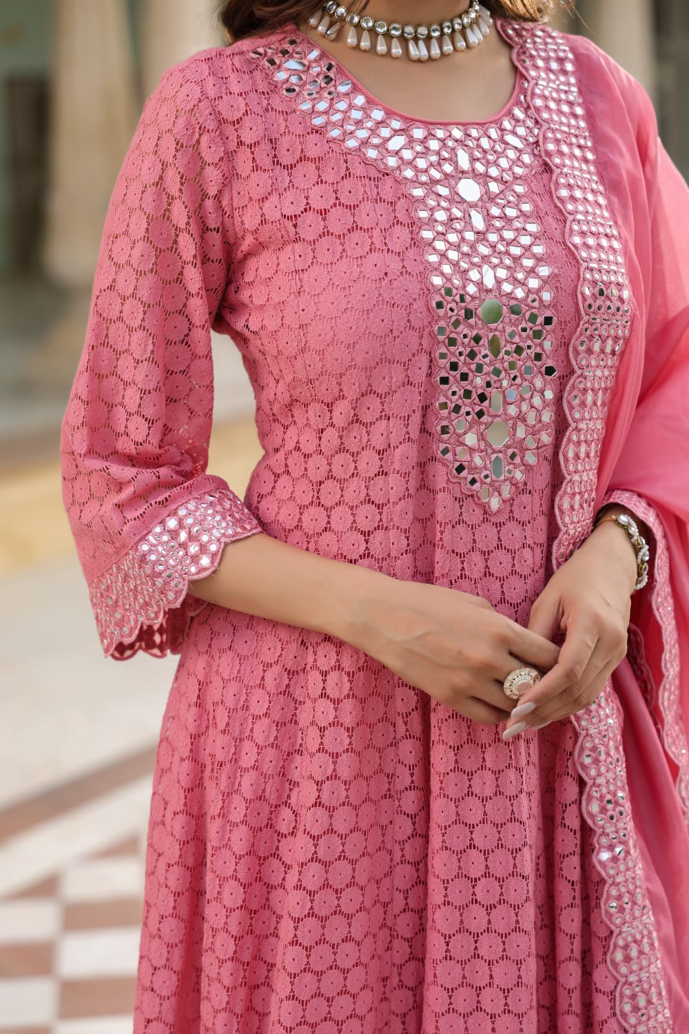 Premium Lace Cotton Anarkali Pant set - Image 11