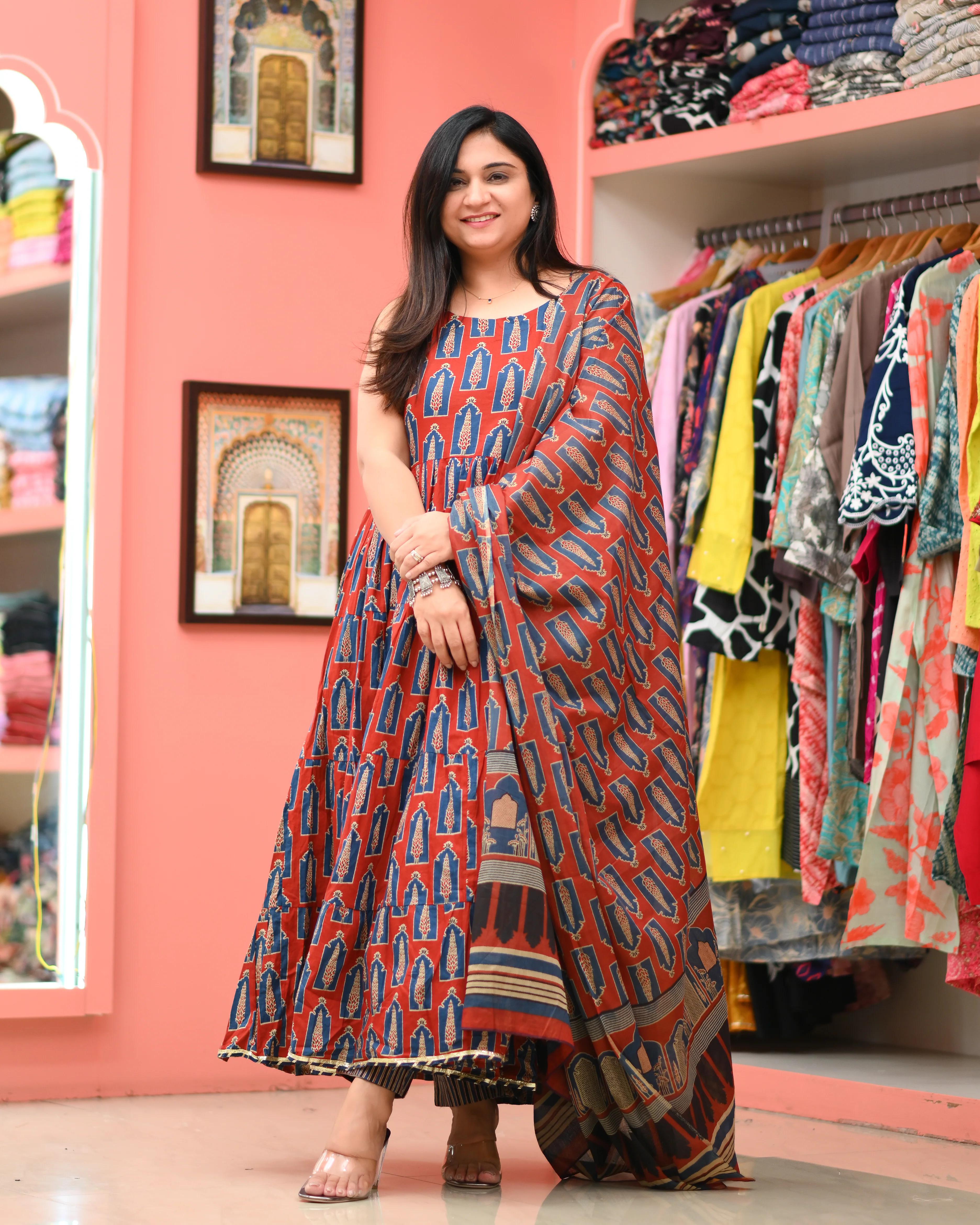 Prisha Cotton Noodles Straps Anarkali Pant Set - Image 4