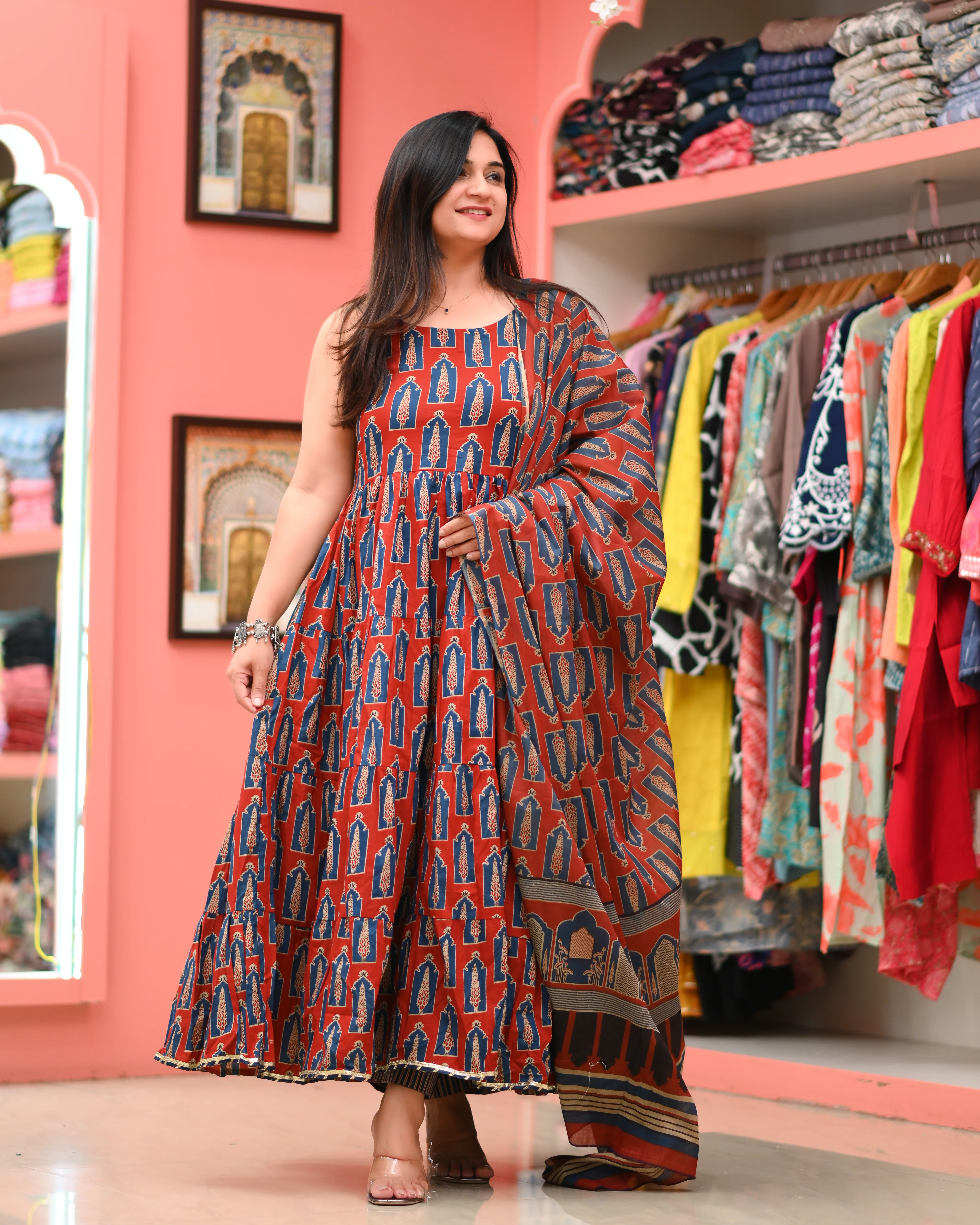 Prisha Cotton Noodles Straps Anarkali Pant Set - Image 7