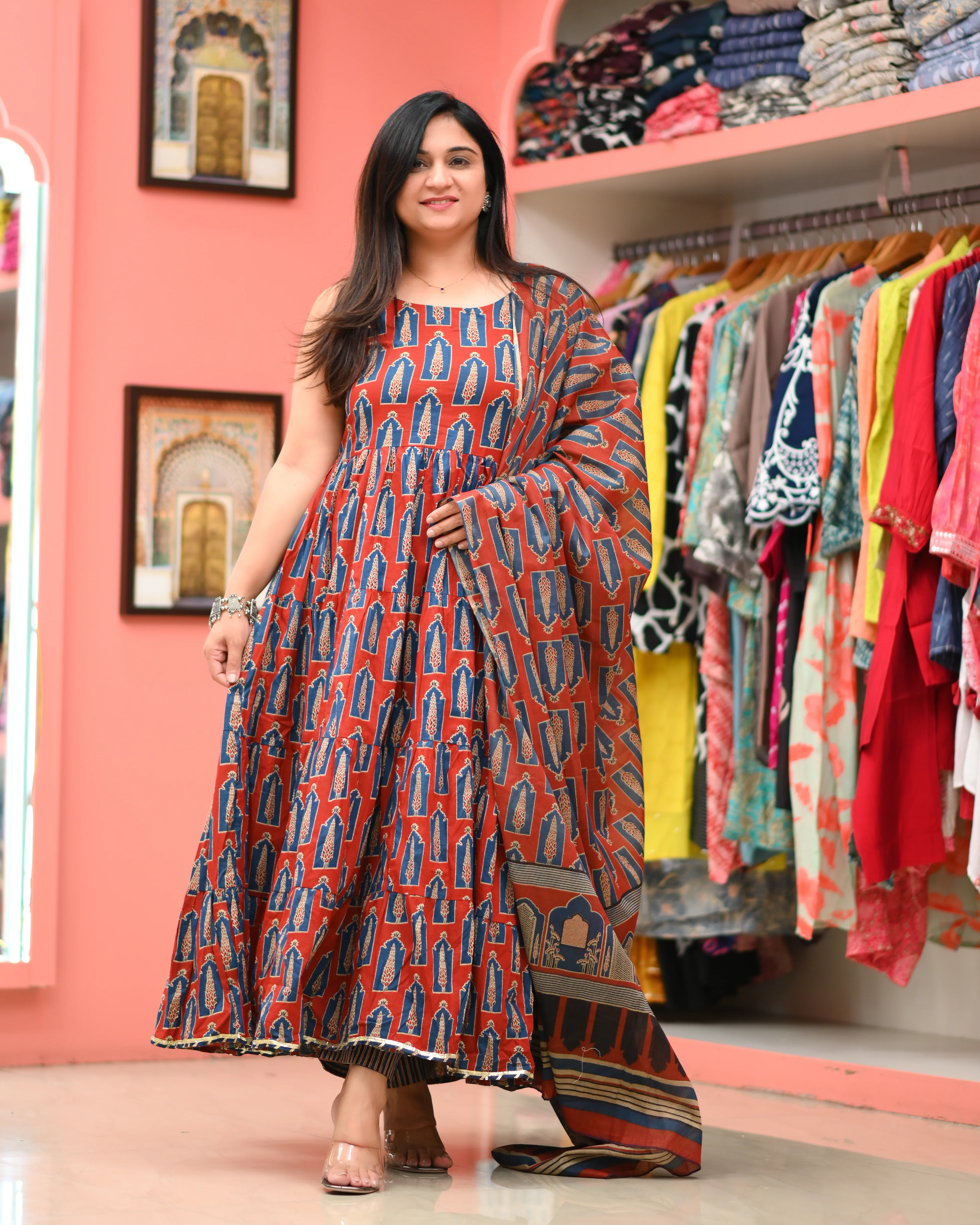 Prisha Cotton Noodles Straps Anarkali Pant Set - Image 8