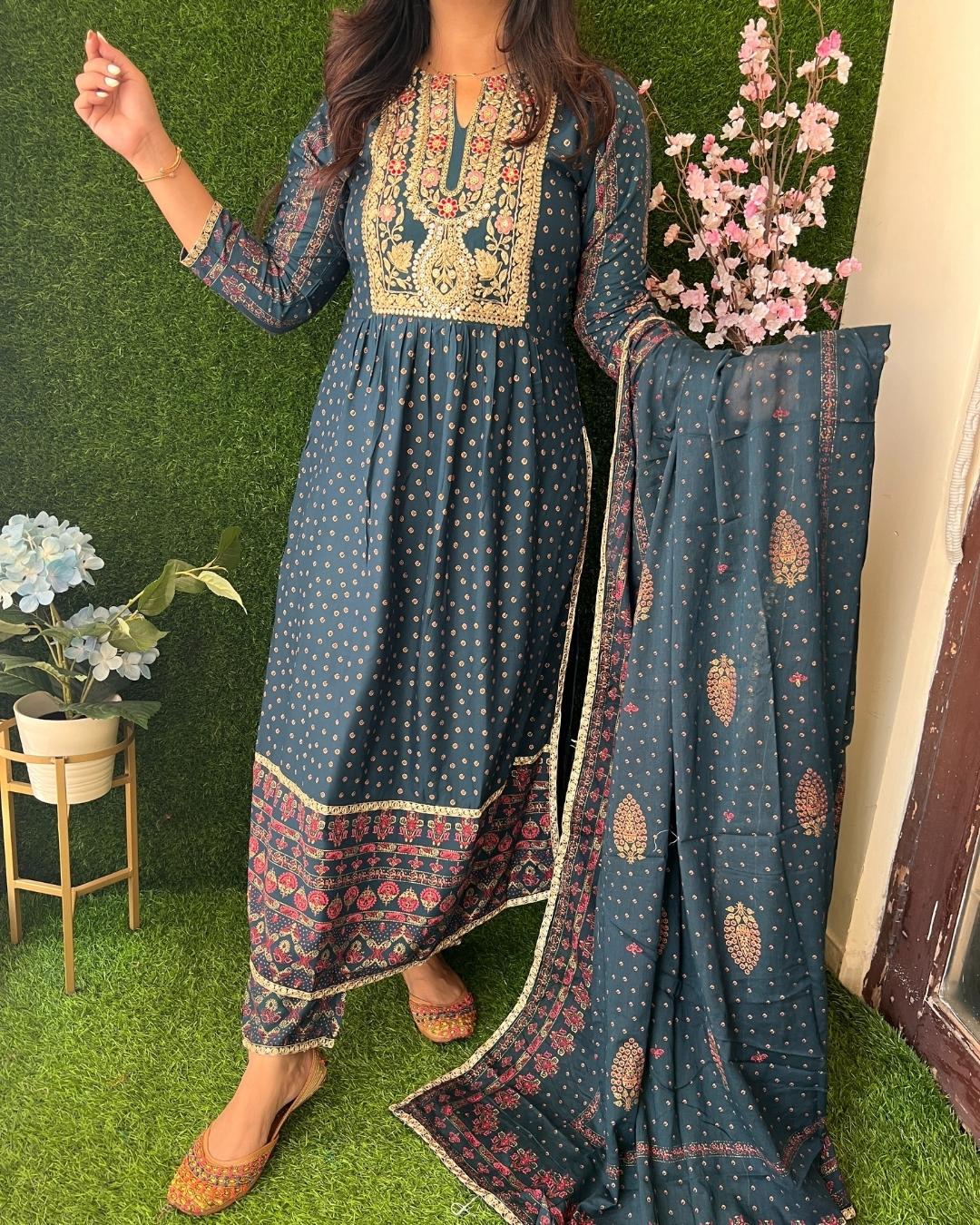 Rayon Embroidered Nyra Cut Pant Set - Image 3