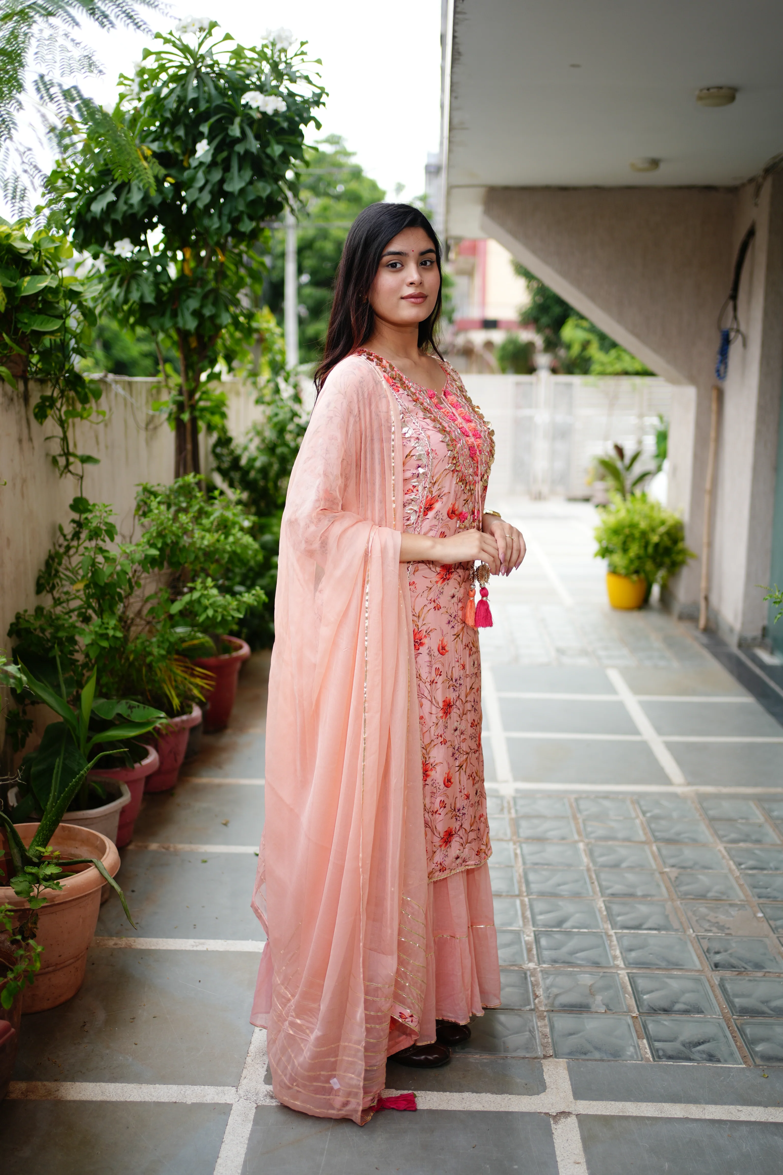 Reem Floral Indian One Piece Dupatta Set - Image 10