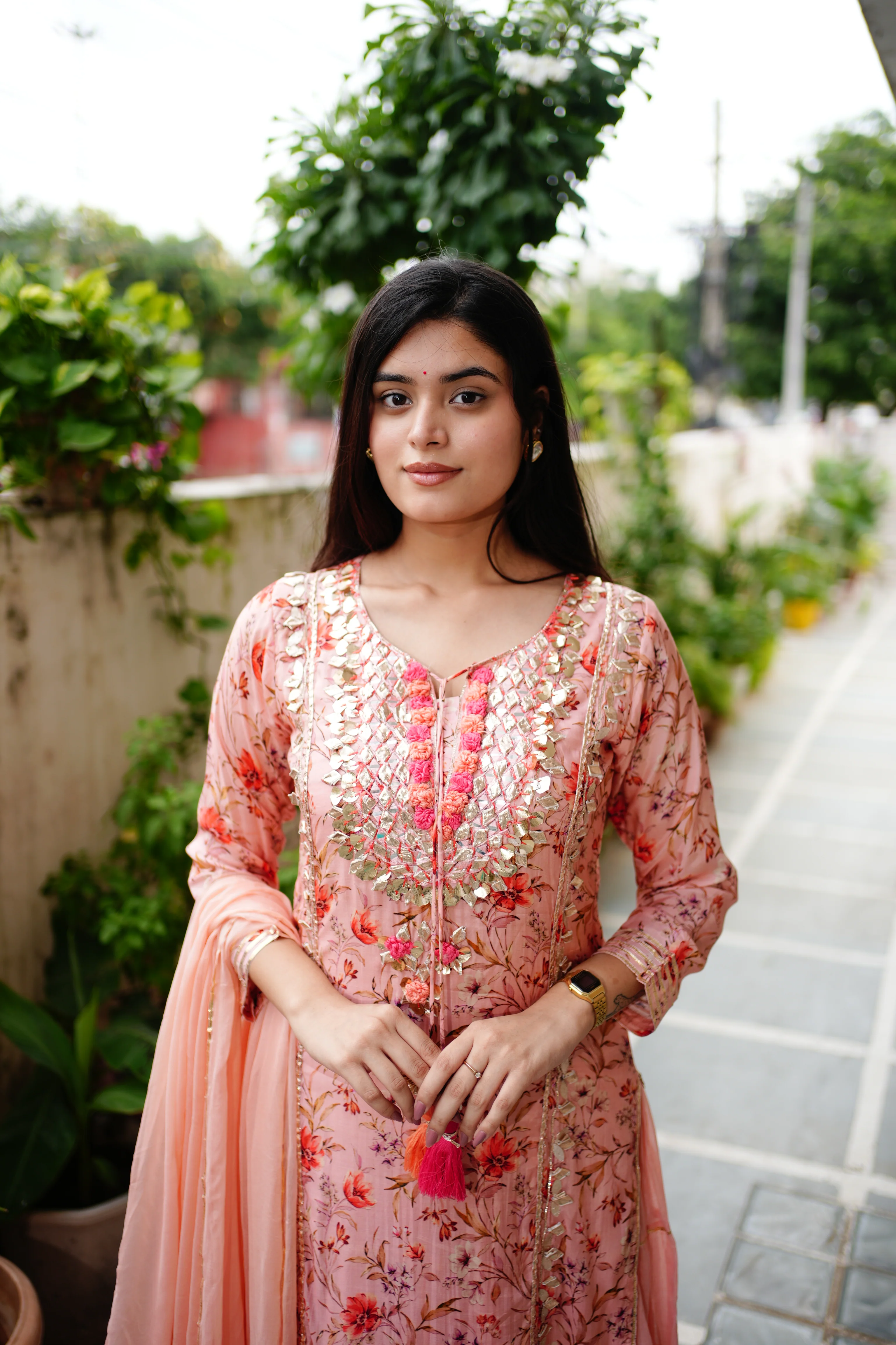 Reem Floral Indian One Piece Dupatta Set - Image 11
