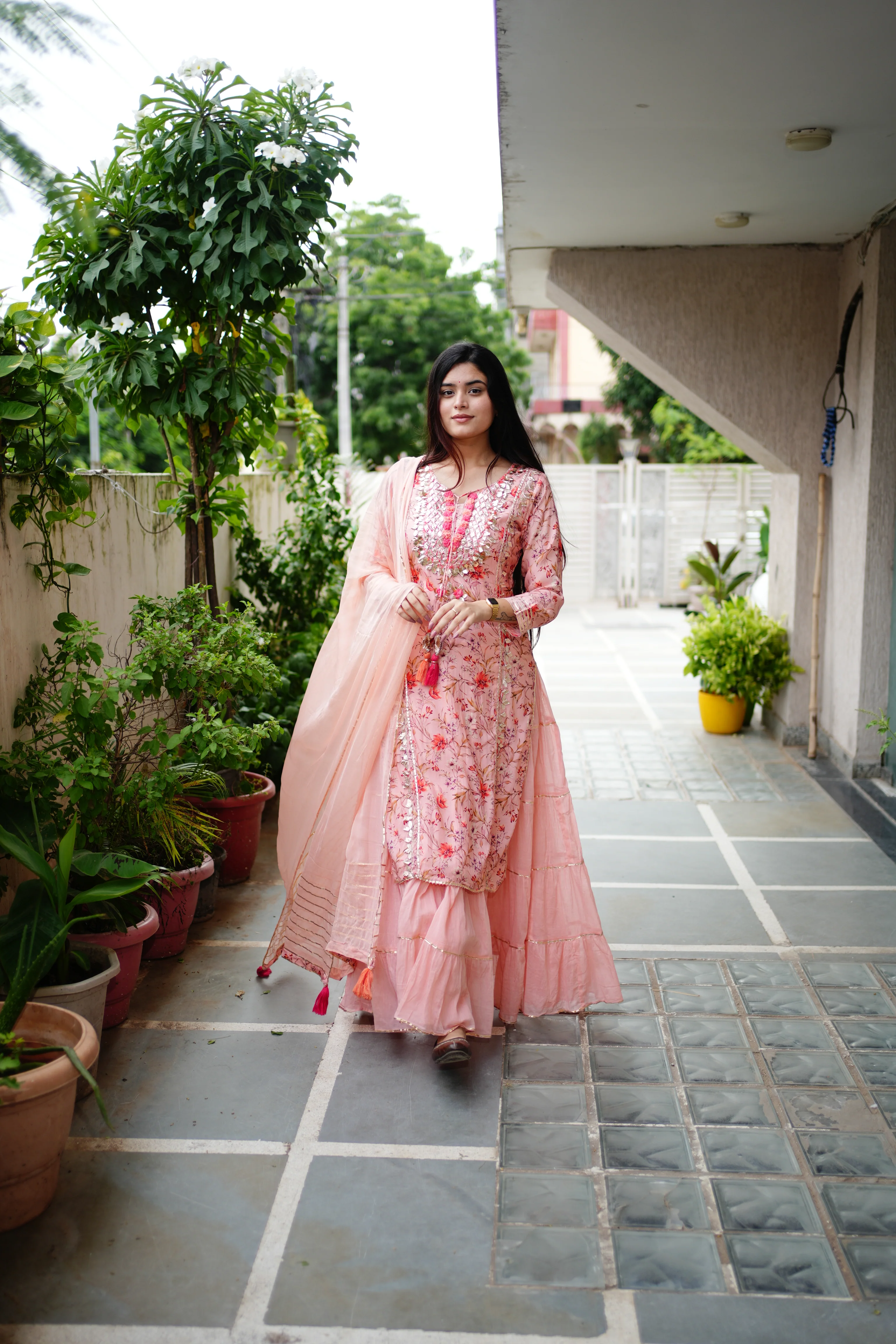 Reem Floral Indian One Piece Dupatta Set - Image 16