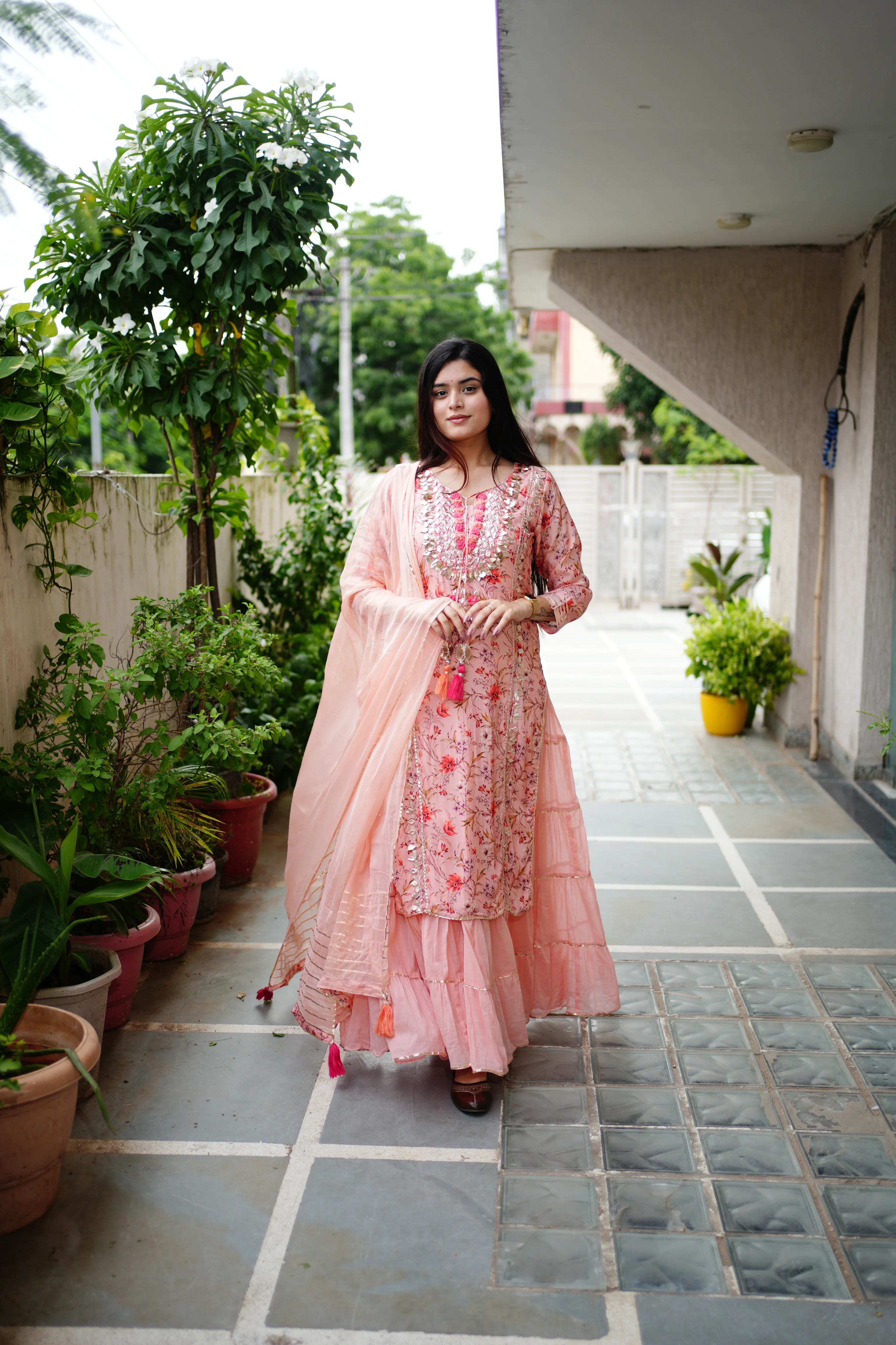 Reem Floral Indian One Piece Dupatta Set - Image 6