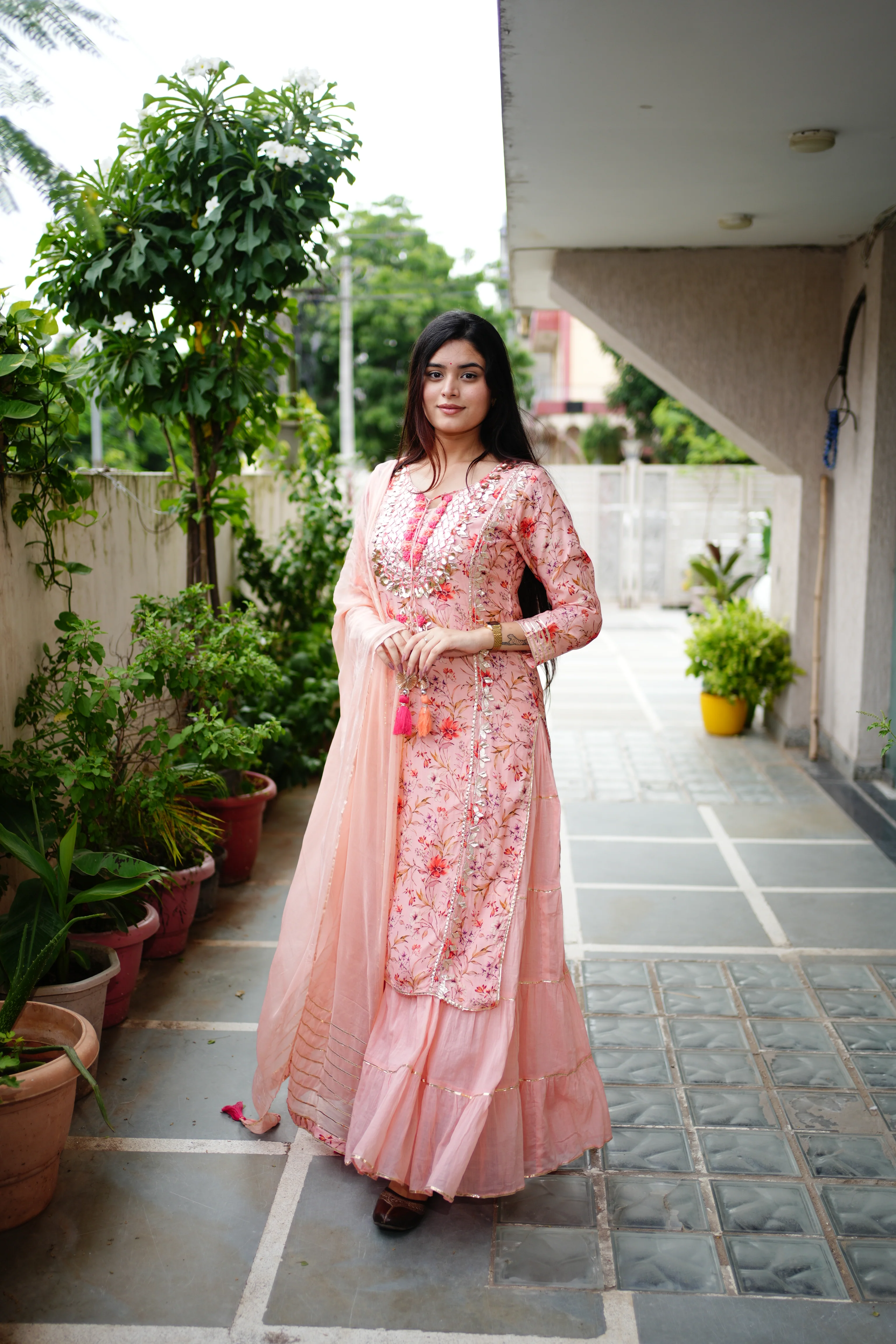 Reem Floral Indian One Piece Dupatta Set - Image 7