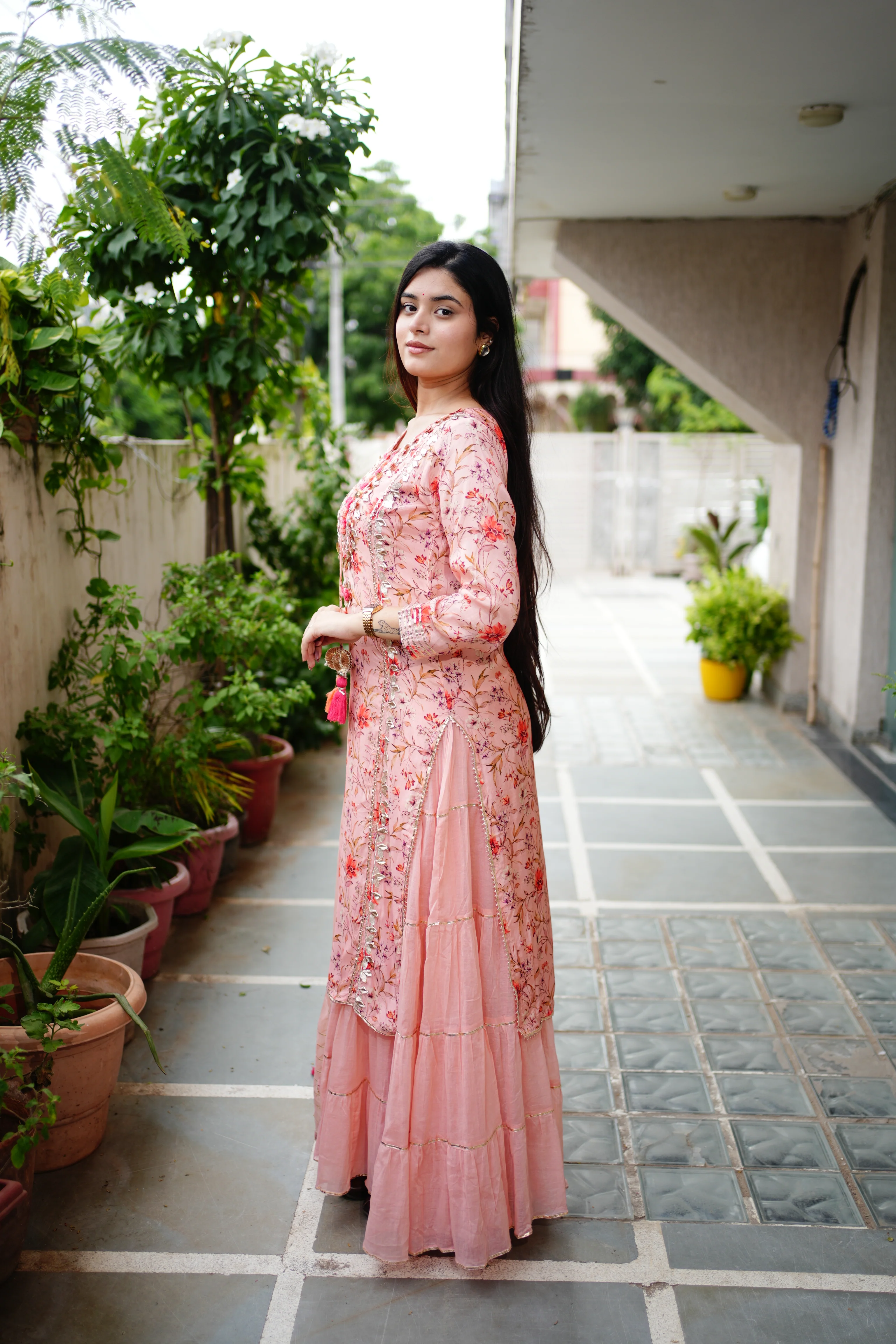 Reem Floral Indian One Piece Dupatta Set - Image 9