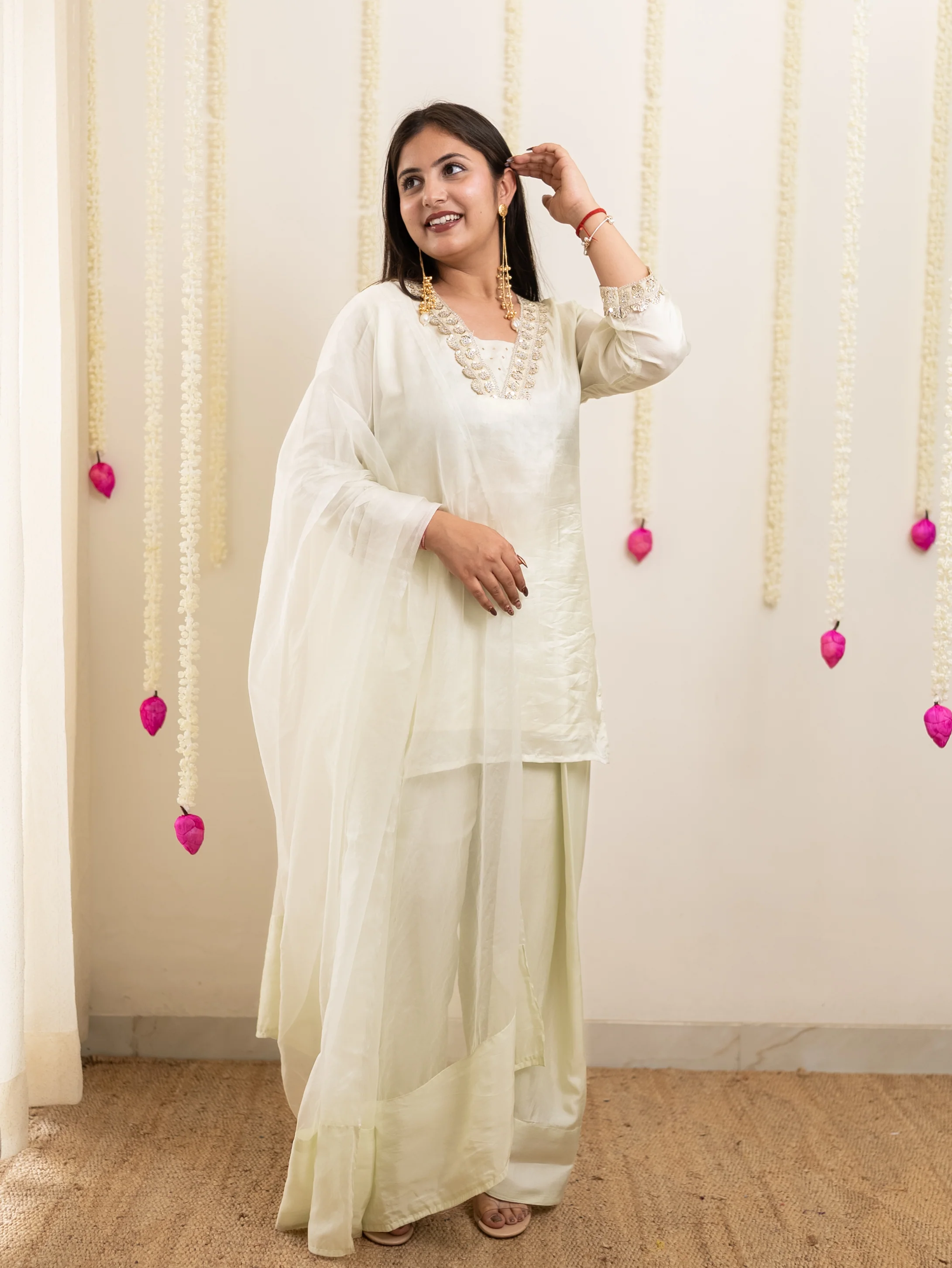 Ruba Offwhite Premium Crepe HandDetailed Farshi Suit - Image 2