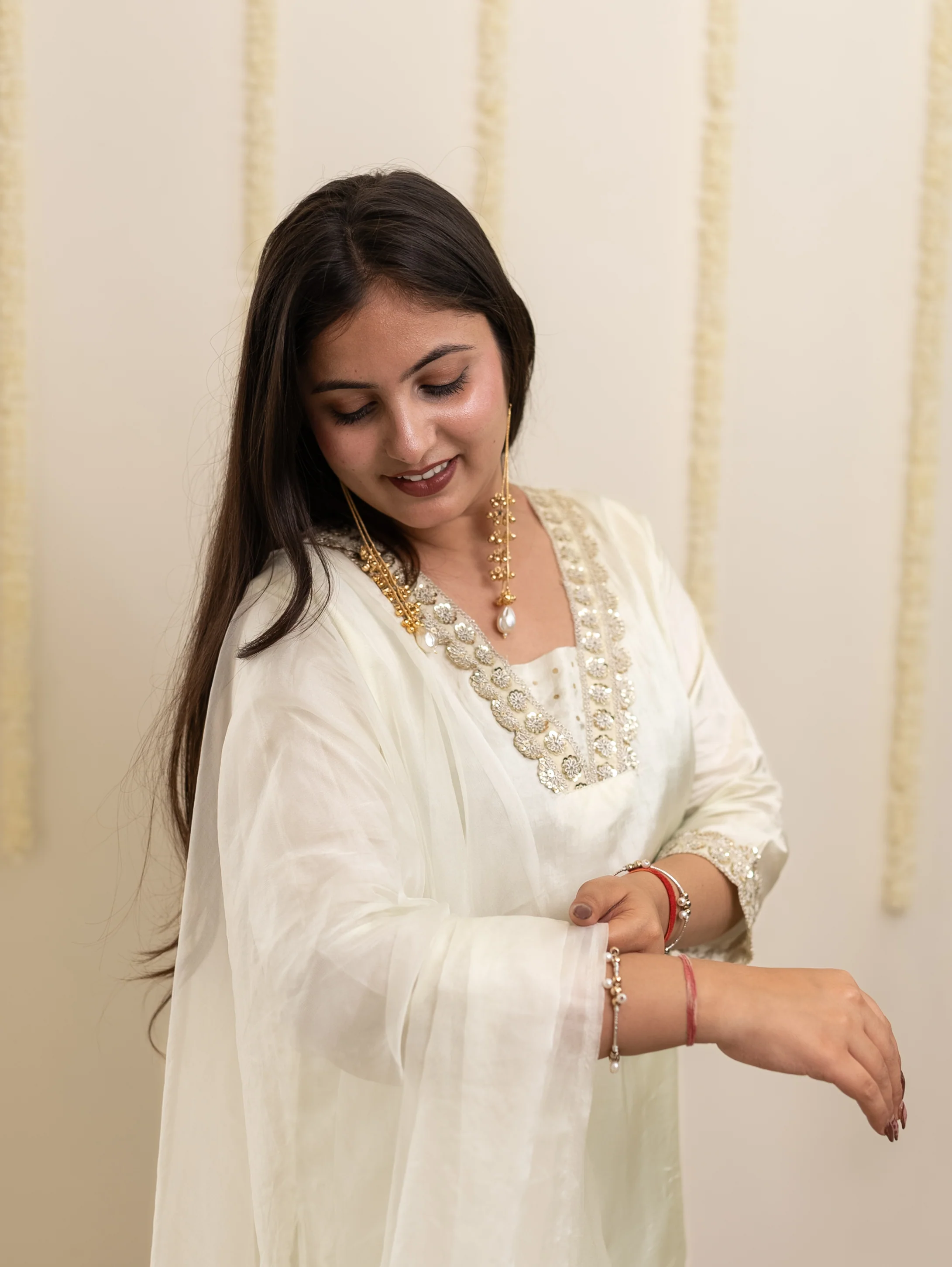 Ruba Offwhite Premium Crepe HandDetailed Farshi Suit - Image 8