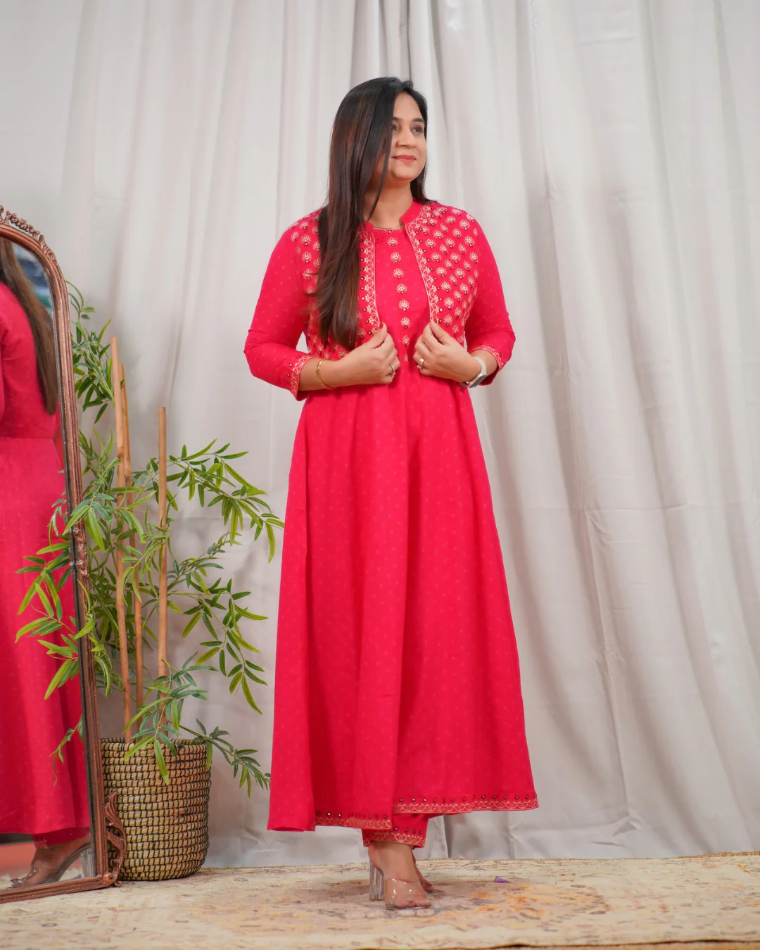 Ruhani Embroidered Anarkali Pant Set with Jacket - Image 12