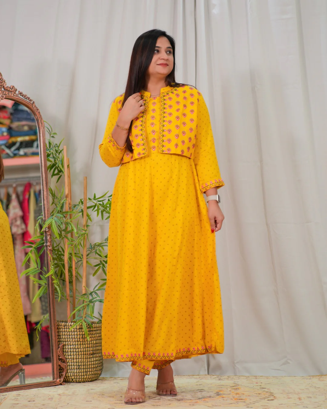 Ruhani Embroidered Anarkali Pant Set with Jacket - Image 14