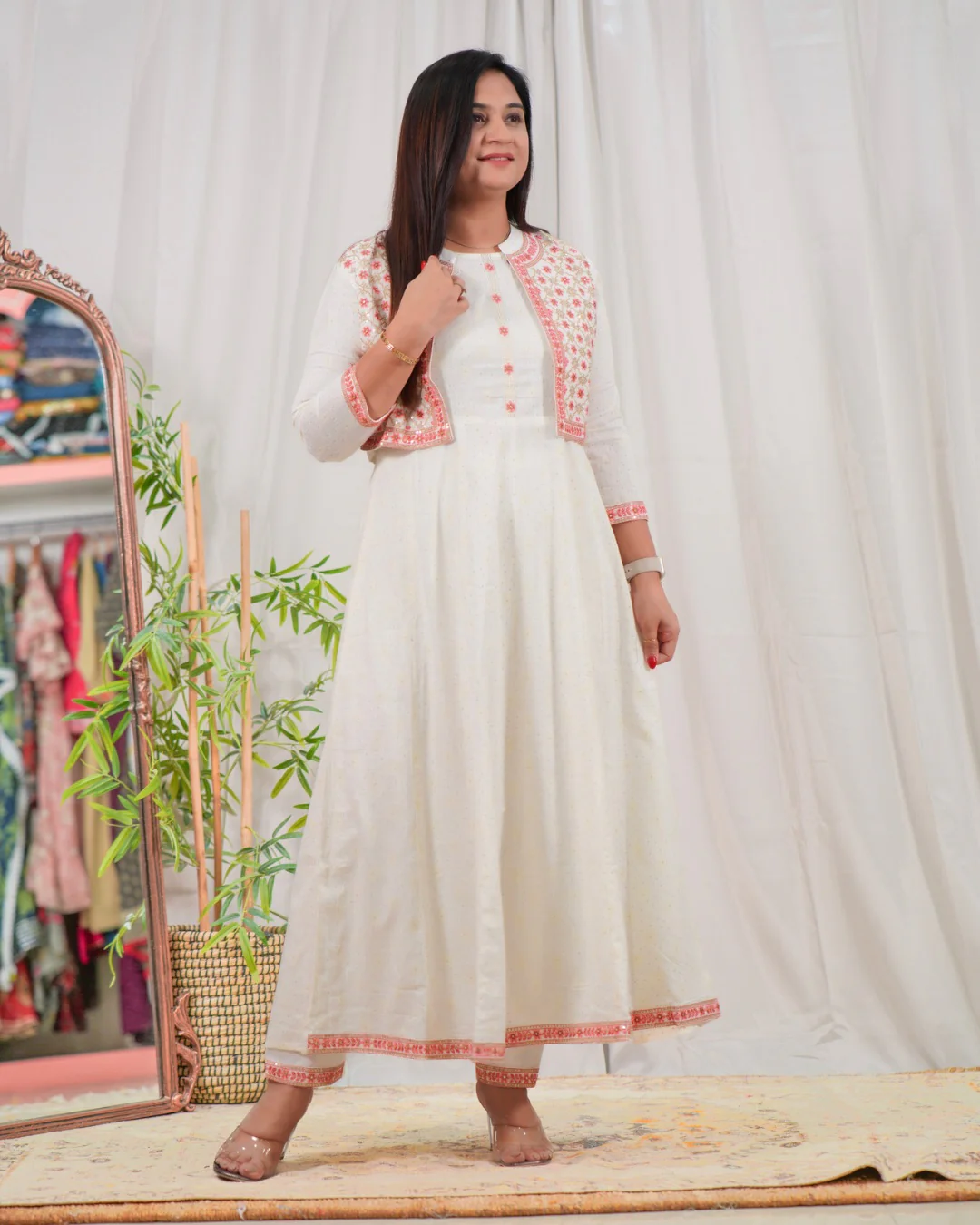 Ruhani Embroidered Anarkali Pant Set with Jacket - Image 3