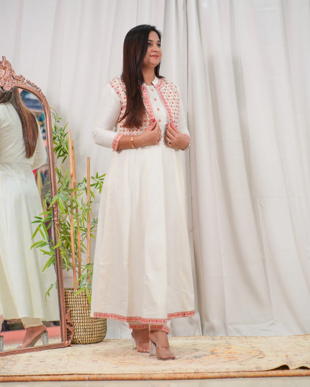Ruhani Embroidered Anarkali Pant Set with Jacket - Image 5