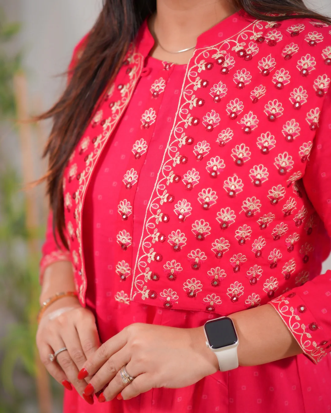 Ruhani Embroidered Anarkali Pant Set with Jacket - Image 7