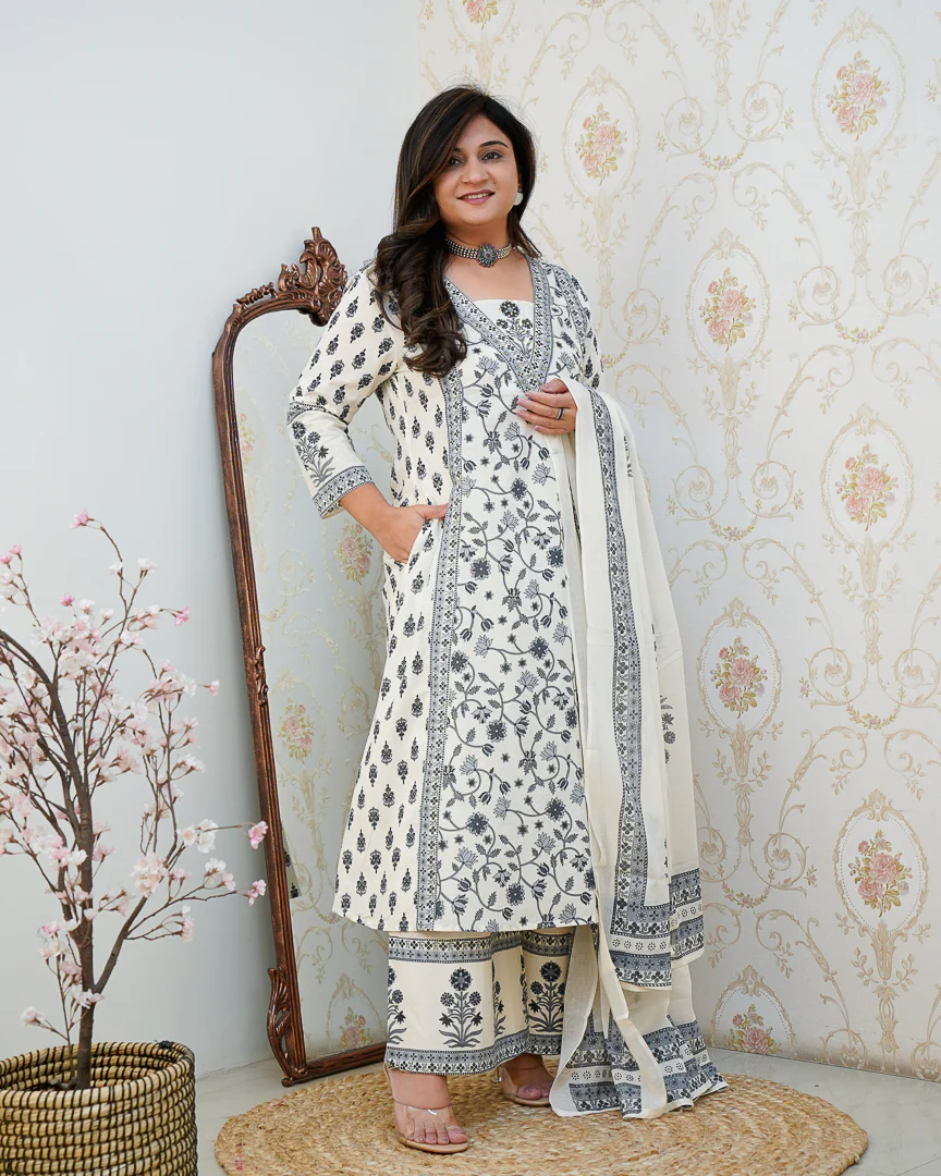 Ruhi Cotton Embroidered A-line Divider set - Image 5