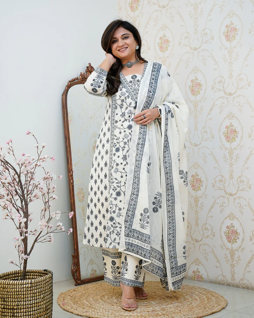 Ruhi Cotton Embroidered A-line Divider set - Image 7
