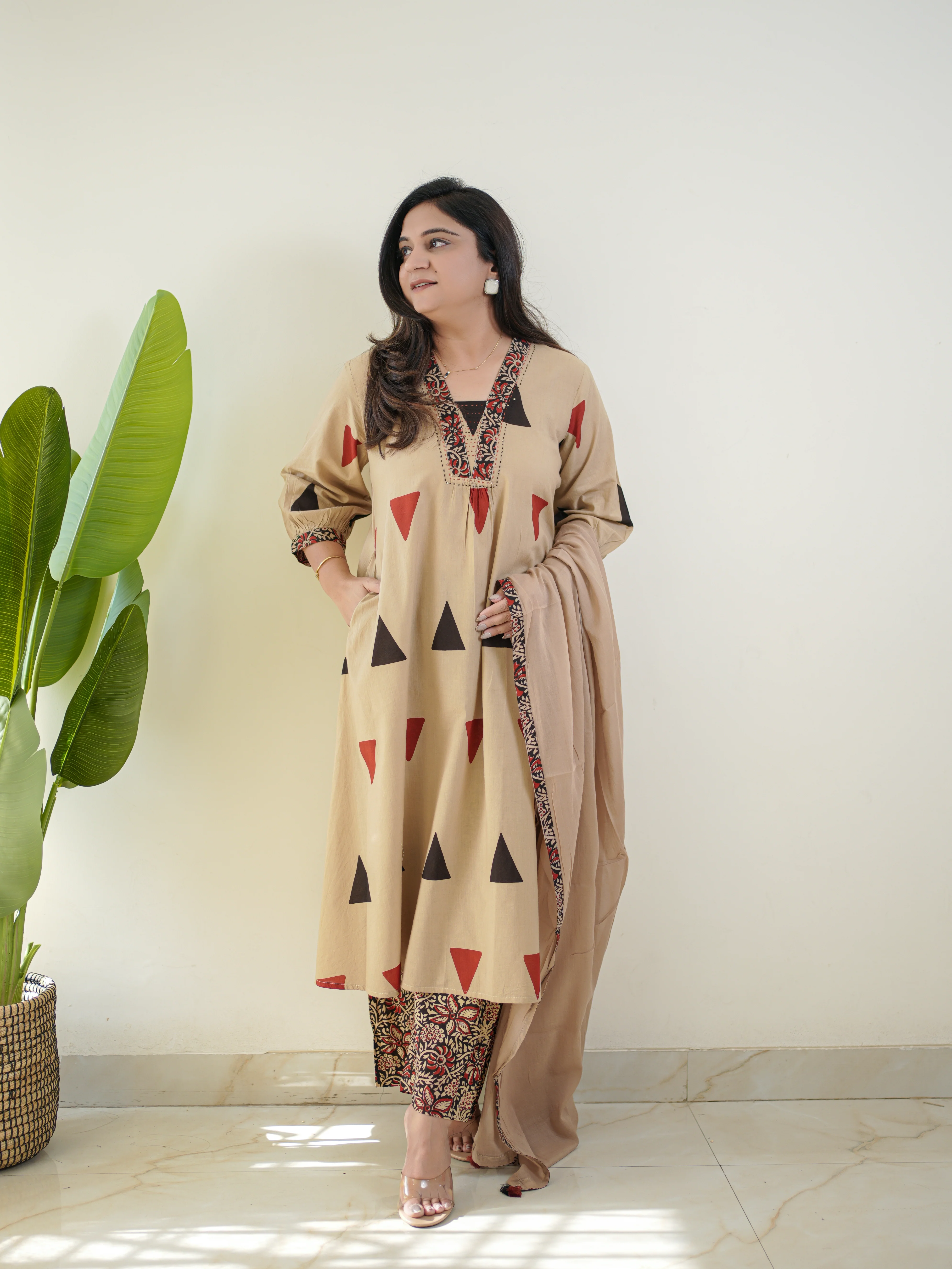 Saloni Kalamkari Cotton A-line Dupatta Set - Image 14