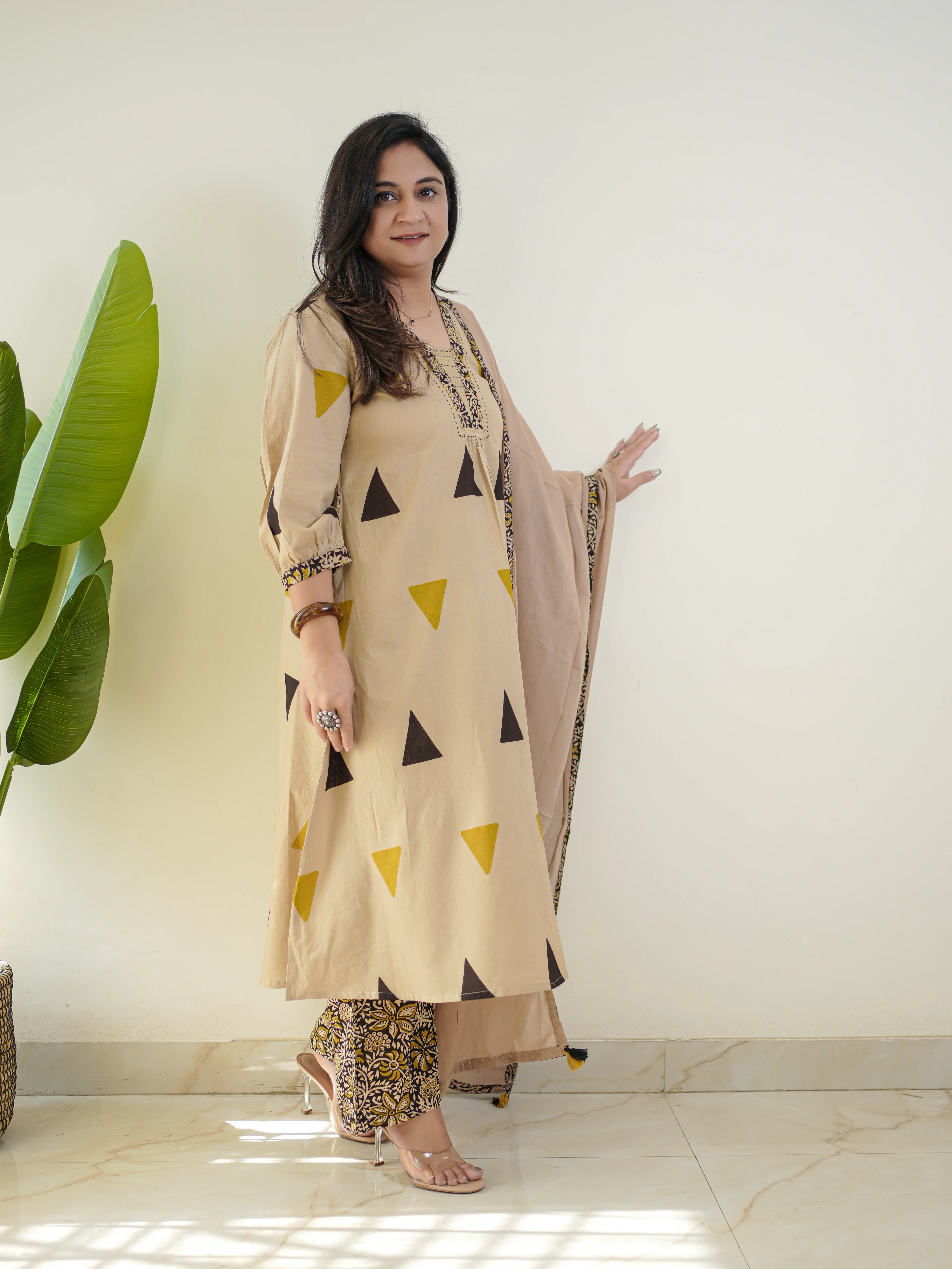 Saloni Kalamkari Cotton A-line Dupatta Set - Image 6