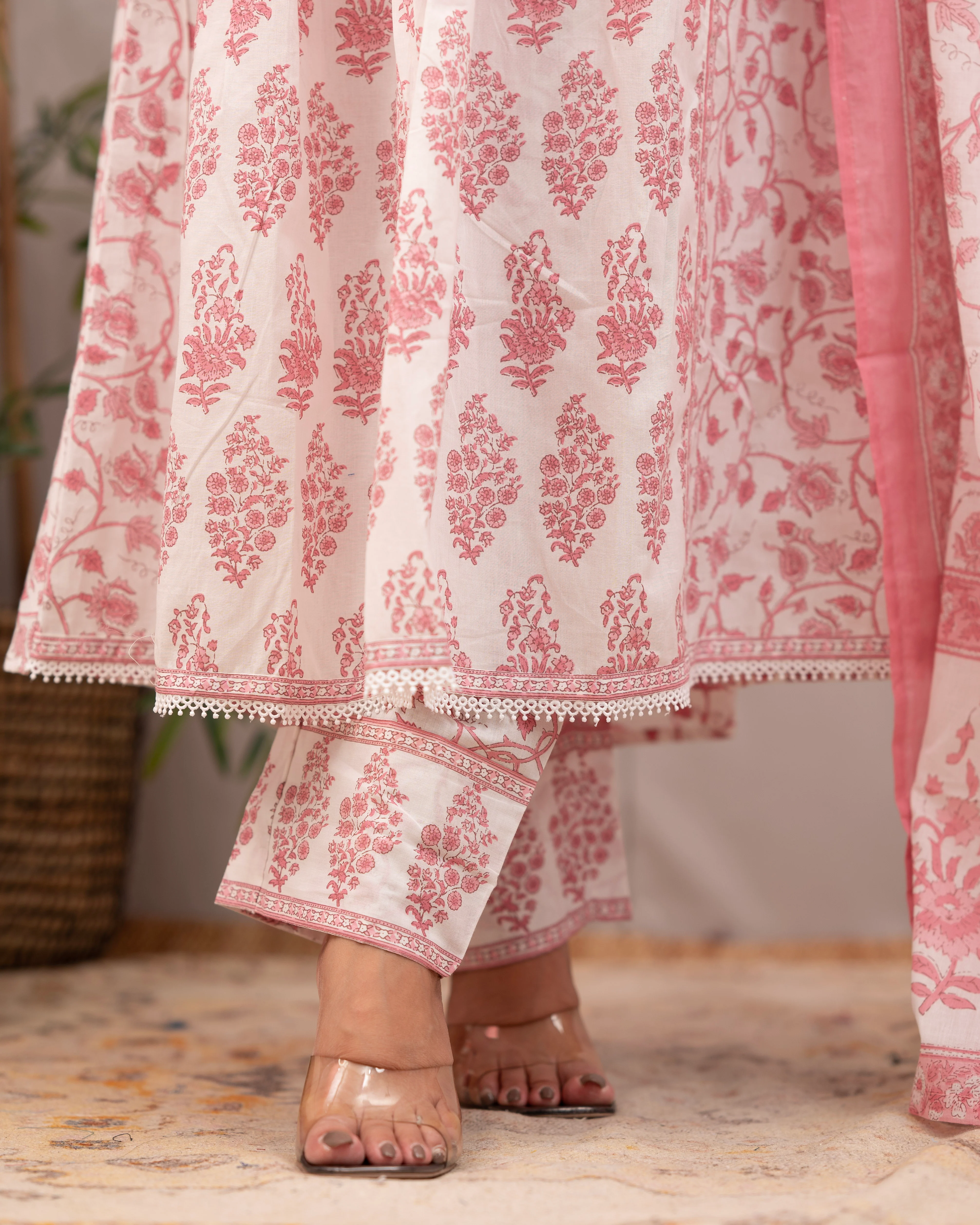 Saloni Premium Cotton Embroidered Anarkali Pant Set - Image 5
