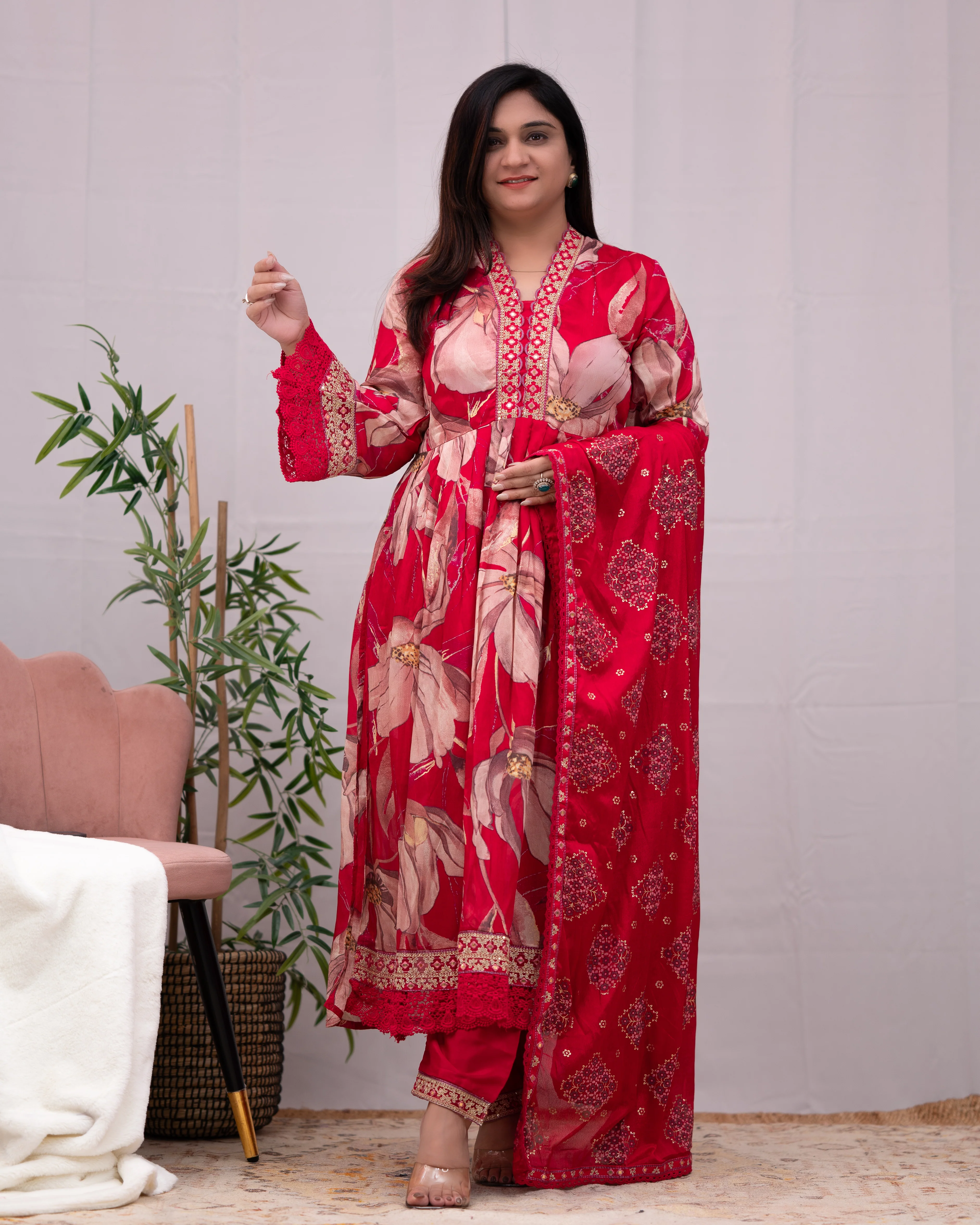 Samiksha Chinnon Embroidered Floral Nyra Pant Set - Image 13
