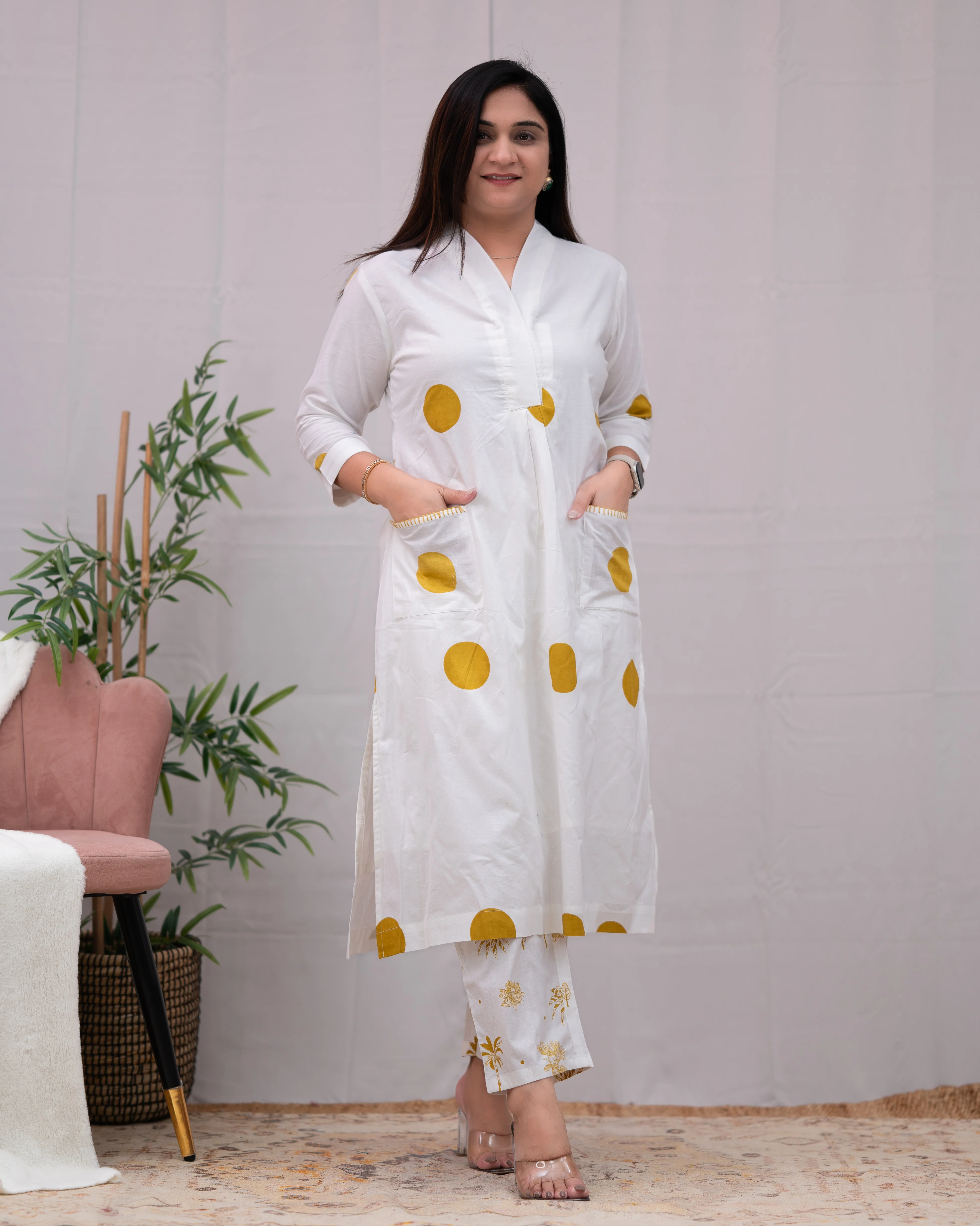 Sara Polka Print Mul Cotton A-line Coord Set - Image 6